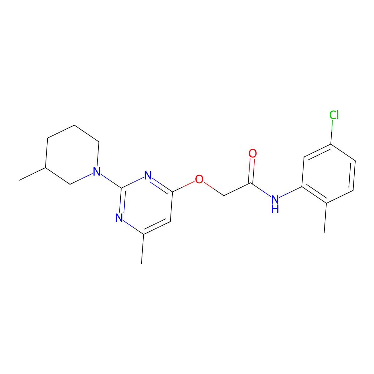 N-(5-chloro-2-methylphenyl)-2-{[6-methyl-2-(3-methylpiperidin-1-yl)pyrimidin-4-yl]oxy}acetamide molecular structure, CAS 1226436-19-6