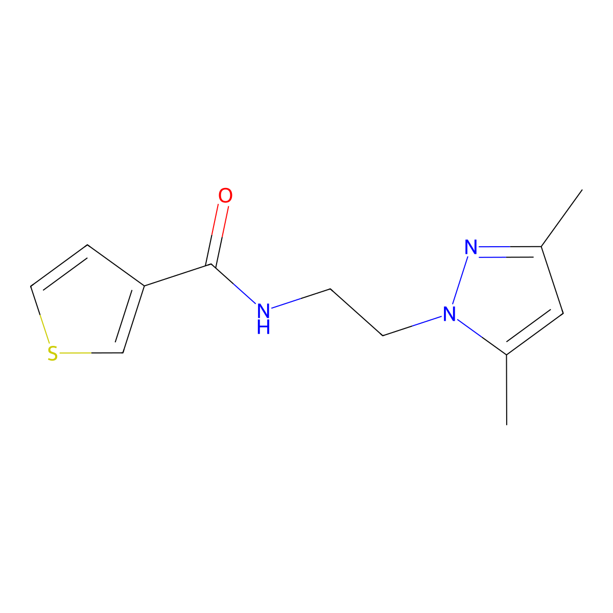 N-(2-(3,5-dimethyl-1H-pyrazol-1-yl)ethyl)thiophene-3-carboxamide molecular structure, CAS 1226436-23-2