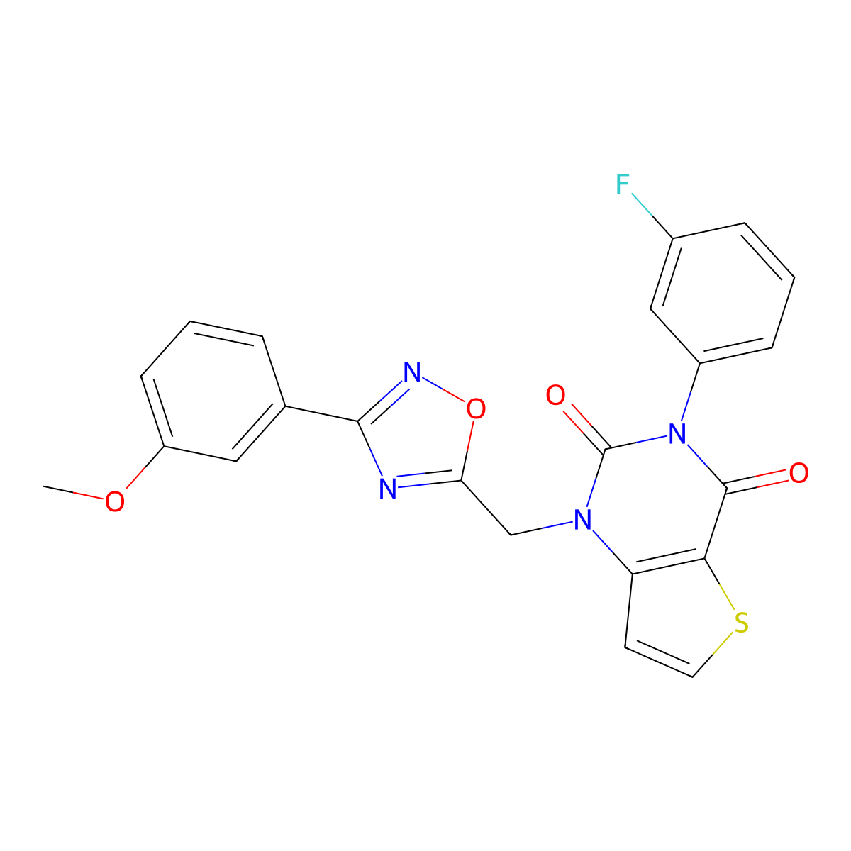 3-(3-fluorophenyl)-1-{[3-(3-methoxyphenyl)-1,2,4-oxadiazol-5-yl]methyl}-1H,2H,3H,4H-thieno[3,2-d]pyrimidine-2,4-dione molecular structure, CAS 1226436-29-8
