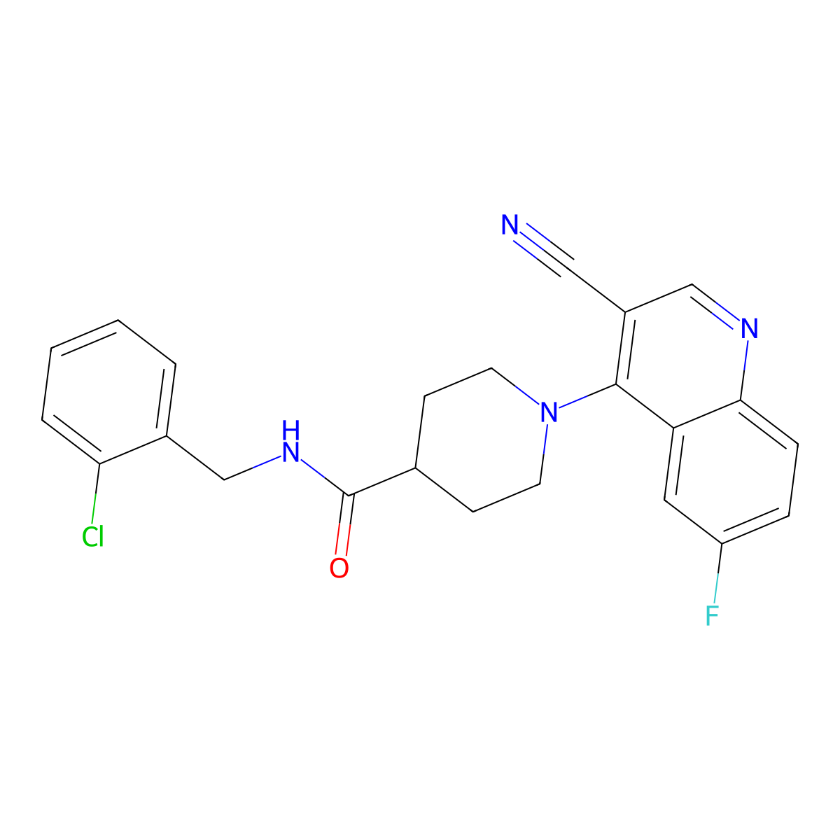 N-[(2-chlorophenyl)methyl]-1-(3-cyano-6-fluoroquinolin-4-yl)piperidine-4-carboxamide molecular structure, CAS 1226436-30-1