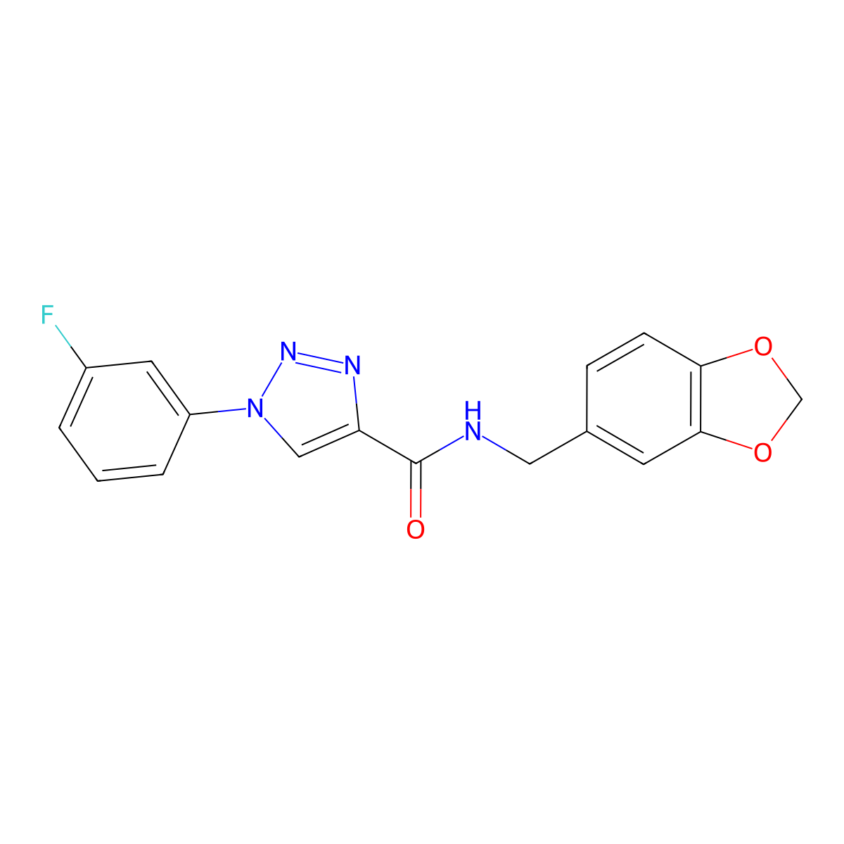 N-(1,3-benzodioxol-5-ylmethyl)-1-(3-fluorophenyl)-1H-1,2,3-triazole-4-carboxamide molecular structure, CAS 1226436-37-8