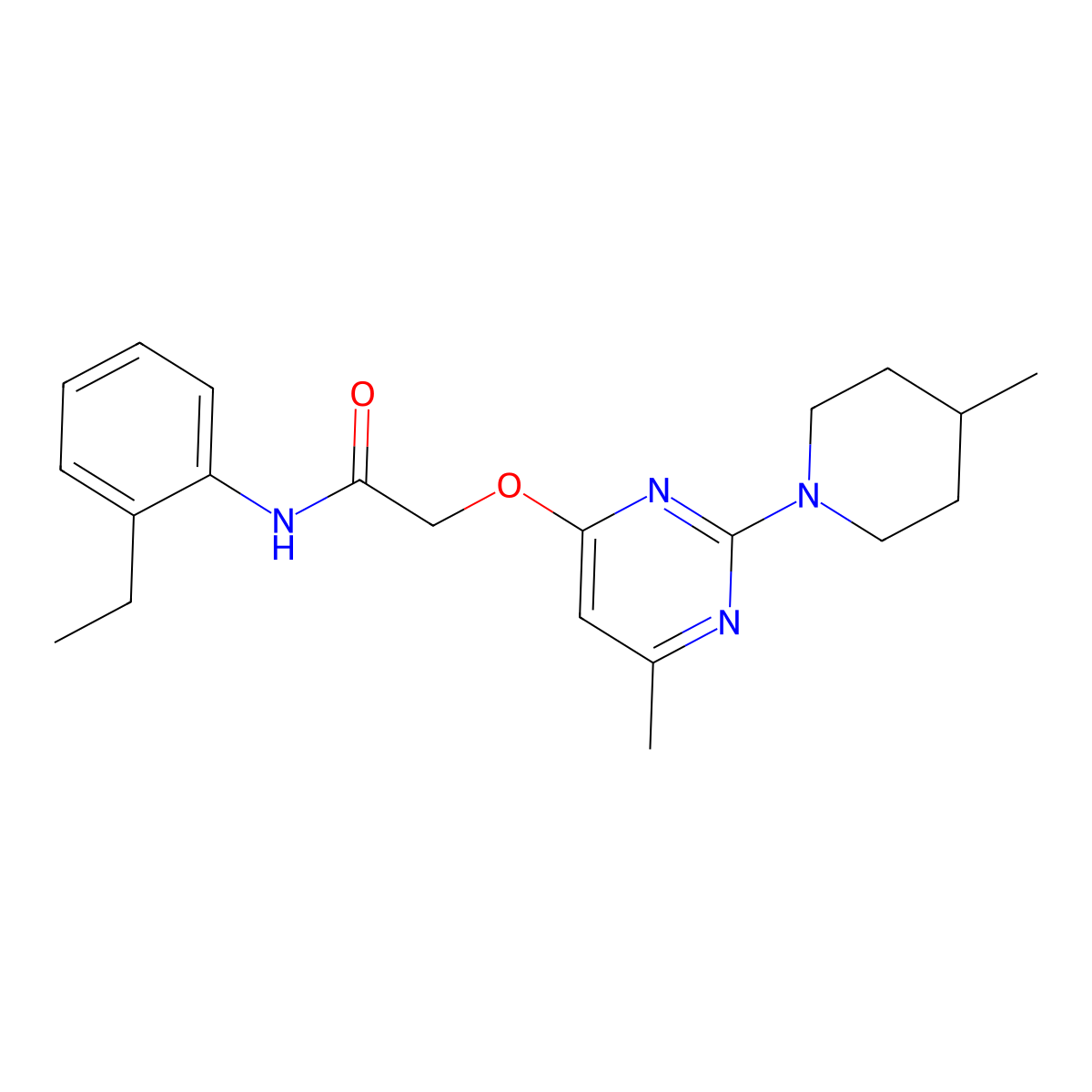 N-(2-ethylphenyl)-2-{[6-methyl-2-(4-methylpiperidin-1-yl)pyrimidin-4-yl]oxy}acetamide molecular structure, CAS 1226436-42-5
