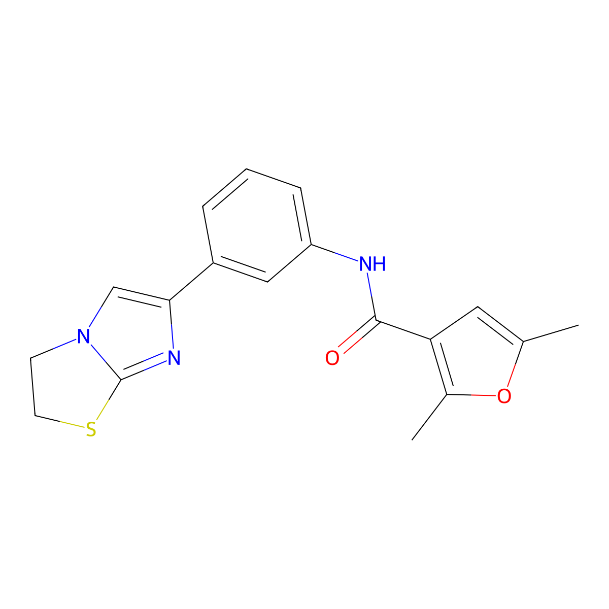 N-(3-(2,3-dihydroimidazo[2,1-b]thiazol-6-yl)phenyl)-2,5-dimethylfuran-3-carboxamide molecular structure, CAS 1226436-47-0