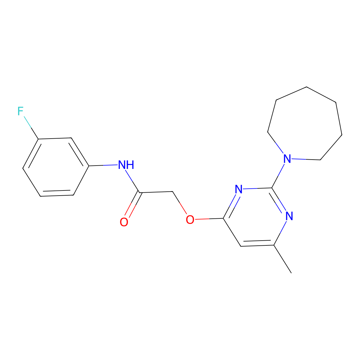 2-{[2-(azepan-1-yl)-6-methylpyrimidin-4-yl]oxy}-N-(3-fluorophenyl)acetamide molecular structure, CAS 1226436-48-1