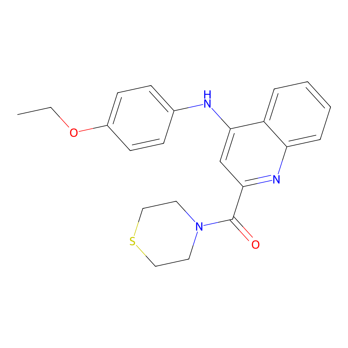 (4-((4-Ethoxyphenyl)amino)quinolin-2-yl)(thiomorpholino)methanone molecular structure, CAS 1226436-49-2
