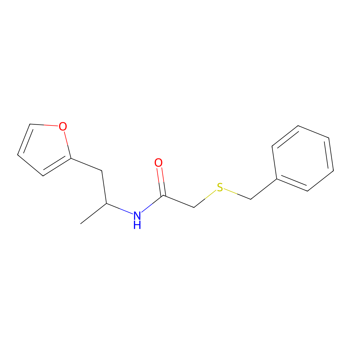 2-(benzylthio)-N-(1-(furan-2-yl)propan-2-yl)acetamide molecular structure, CAS 1226436-50-5