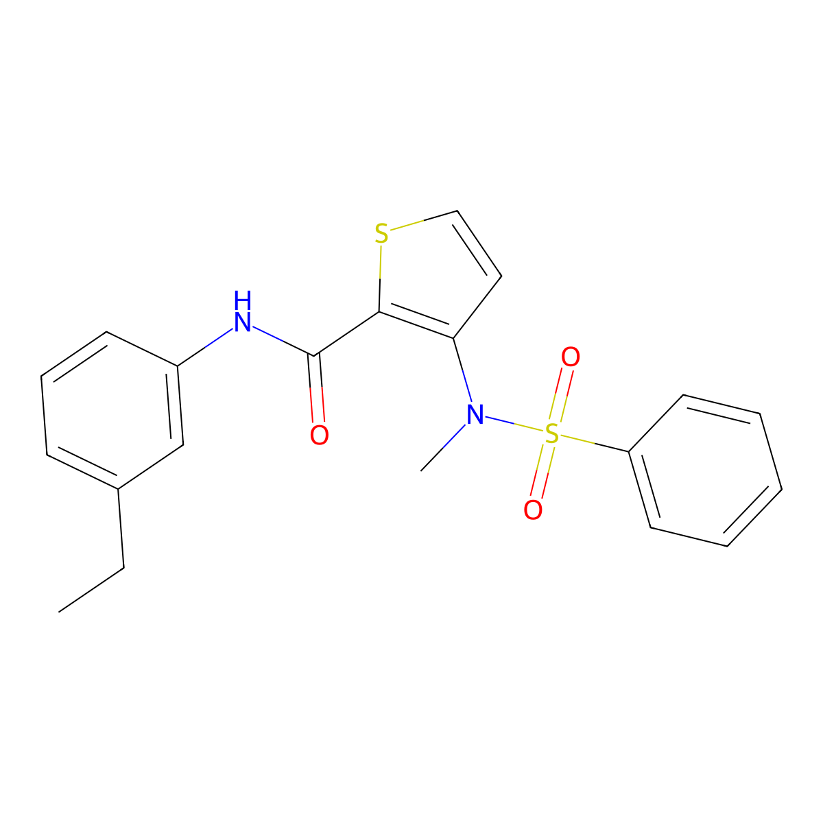N-(3-ethylphenyl)-3-[methyl(phenylsulfonyl)amino]thiophene-2-carboxamide molecular structure, CAS 1226436-58-3