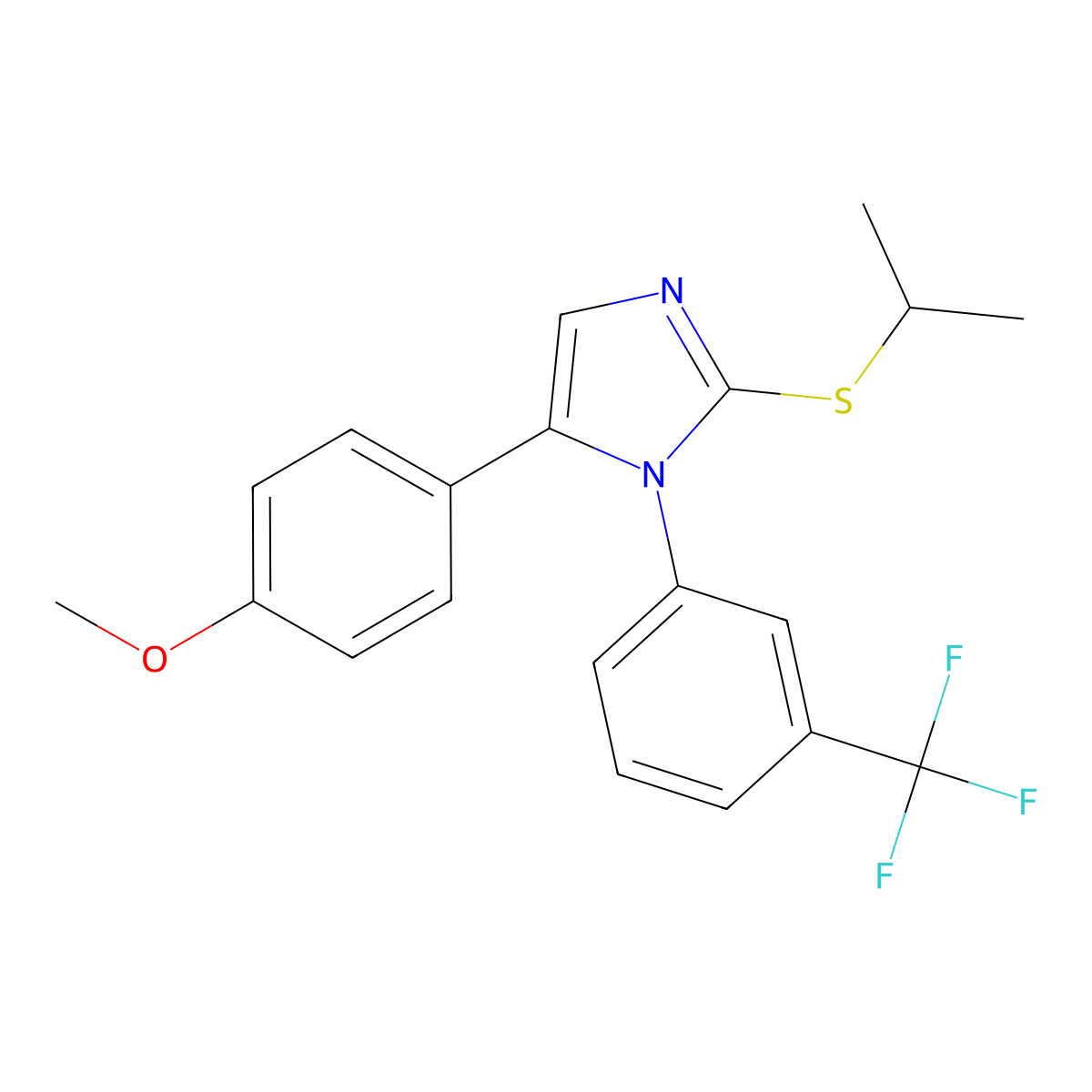 5-(4-methoxyphenyl)-2-(propan-2-ylsulfanyl)-1-[3-(trifluoromethyl)phenyl]-1H-imidazole molecular structure, CAS 1226436-62-9