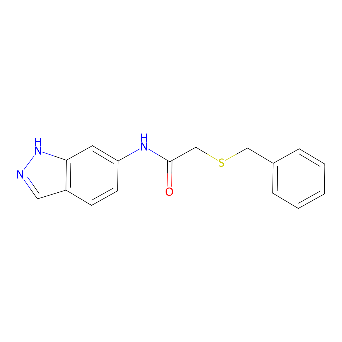 2-(benzylthio)-N-(1H-indazol-6-yl)acetamide molecular structure, CAS 1226436-65-2