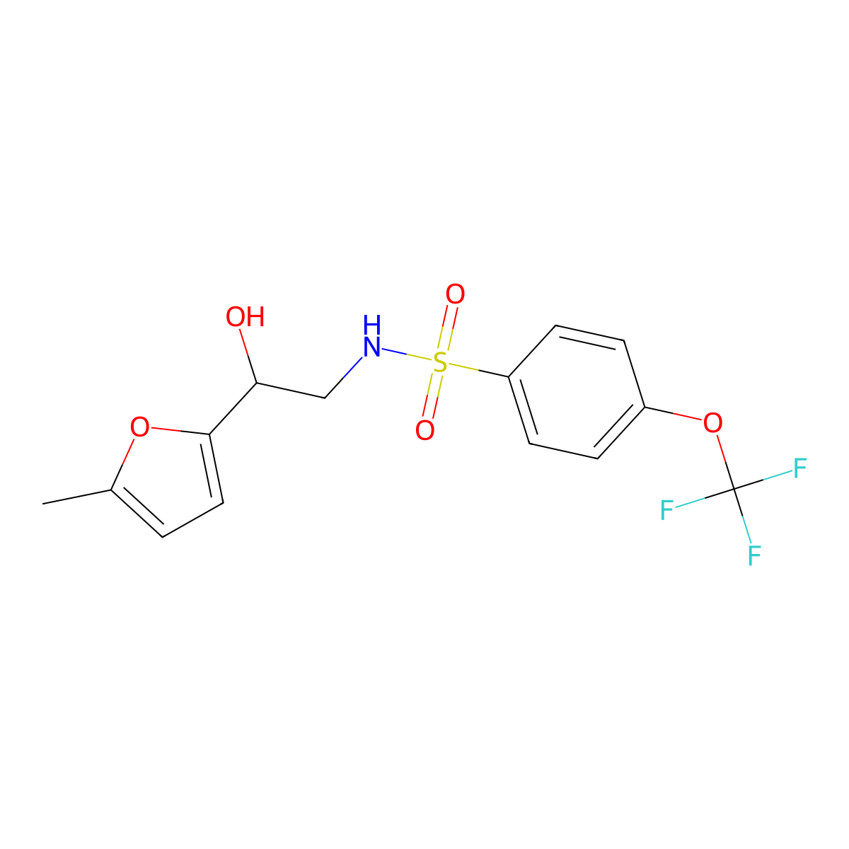 N-(2-hydroxy-2-(5-methylfuran-2-yl)ethyl)-4-(trifluoromethoxy)benzenesulfonamide molecular structure, CAS 1226436-68-5