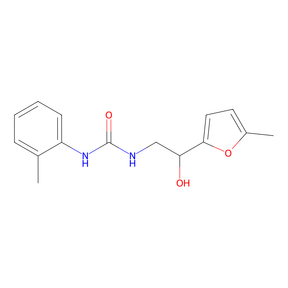 1-(2-Hydroxy-2-(5-methylfuran-2-yl)ethyl)-3-(o-tolyl)urea molecular structure, CAS 1226436-72-1