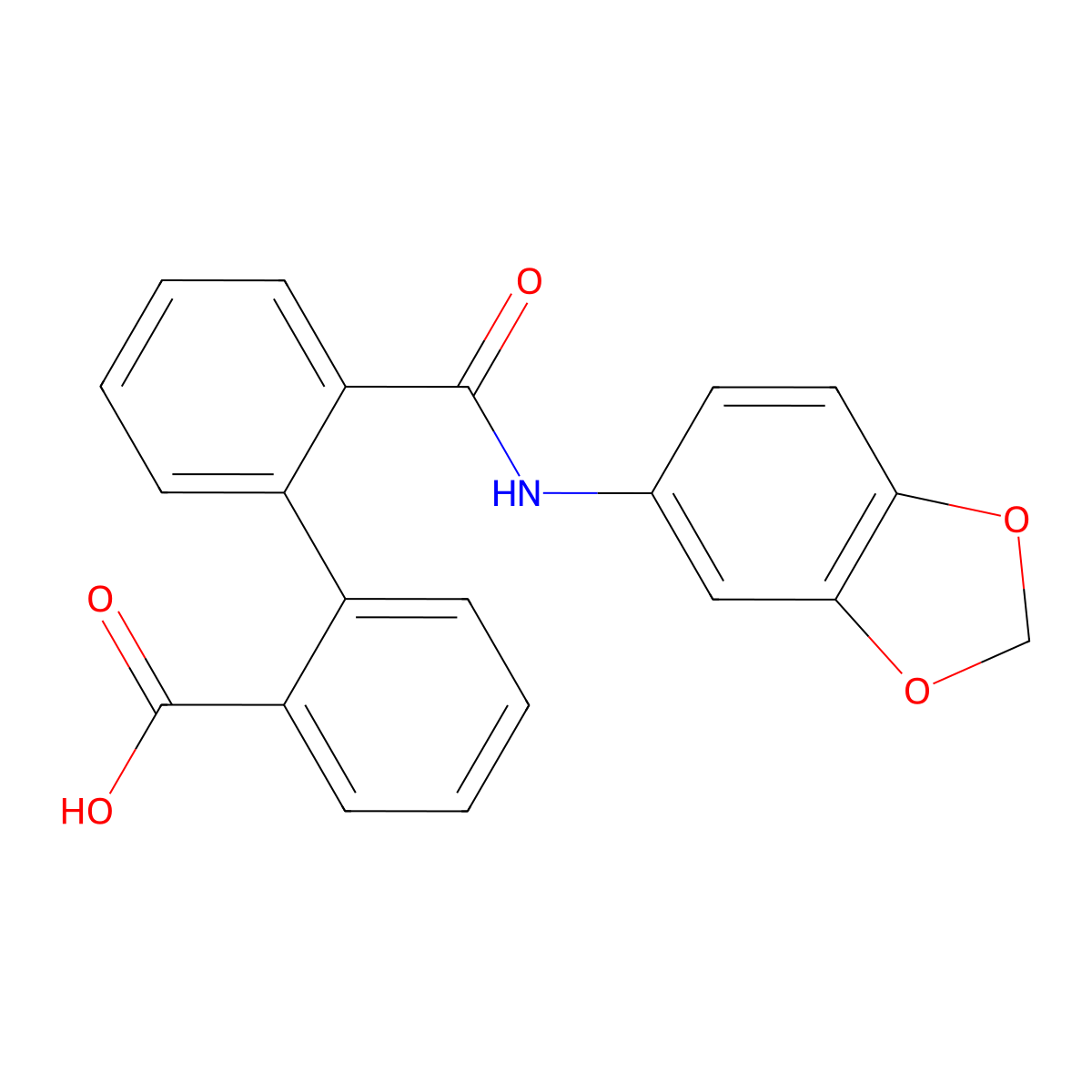 2'-(Benzo[d][1,3]dioxol-5-ylcarbamoyl)-[1,1'-biphenyl]-2-carboxylic acid molecular structure, CAS 1226436-76-5