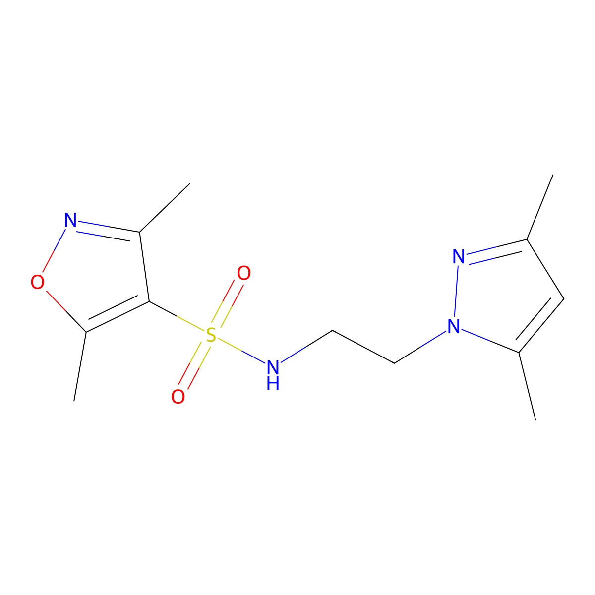 N-(2-(3,5-dimethyl-1H-pyrazol-1-yl)ethyl)-3,5-dimethylisoxazole-4-sulfonamide molecular structure, CAS 1226436-80-1