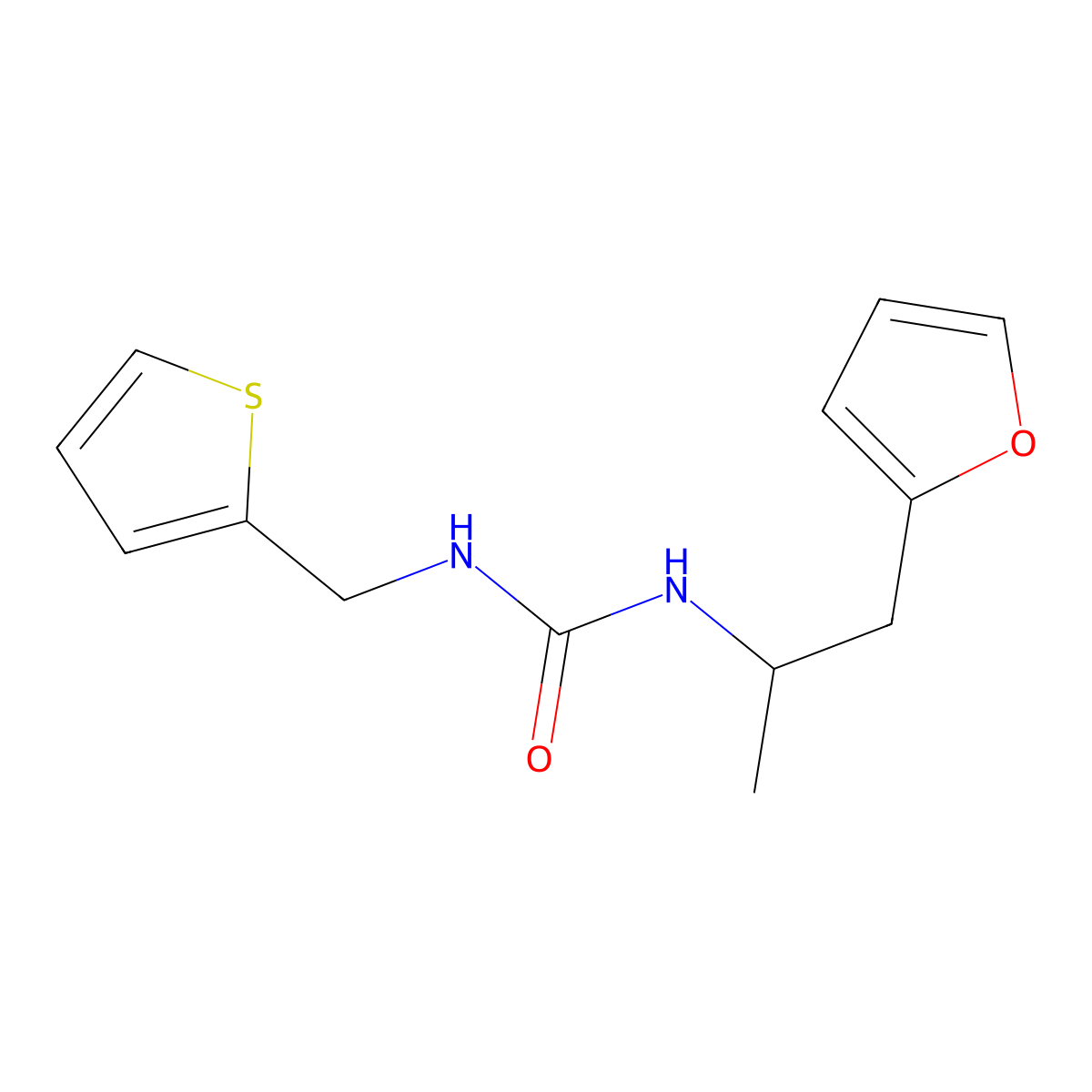 3-[1-(Furan-2-yl)propan-2-yl]-1-[(thiophen-2-yl)methyl]urea molecular structure, CAS 1226436-86-7