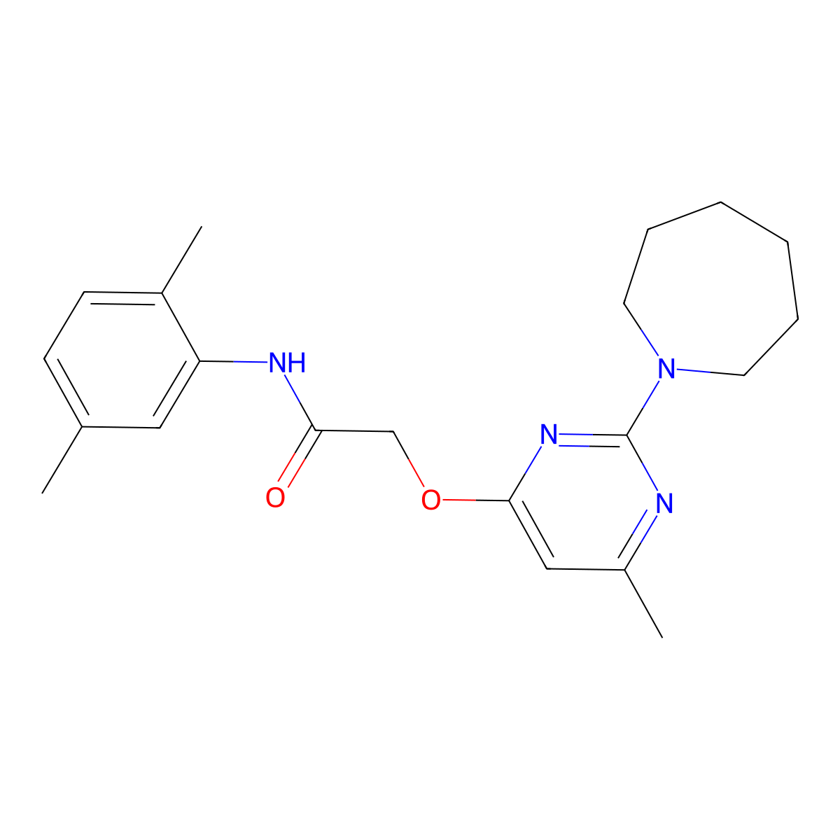 2-{[2-(azepan-1-yl)-6-methylpyrimidin-4-yl]oxy}-N-(2,5-dimethylphenyl)acetamide molecular structure, CAS 1226436-91-4