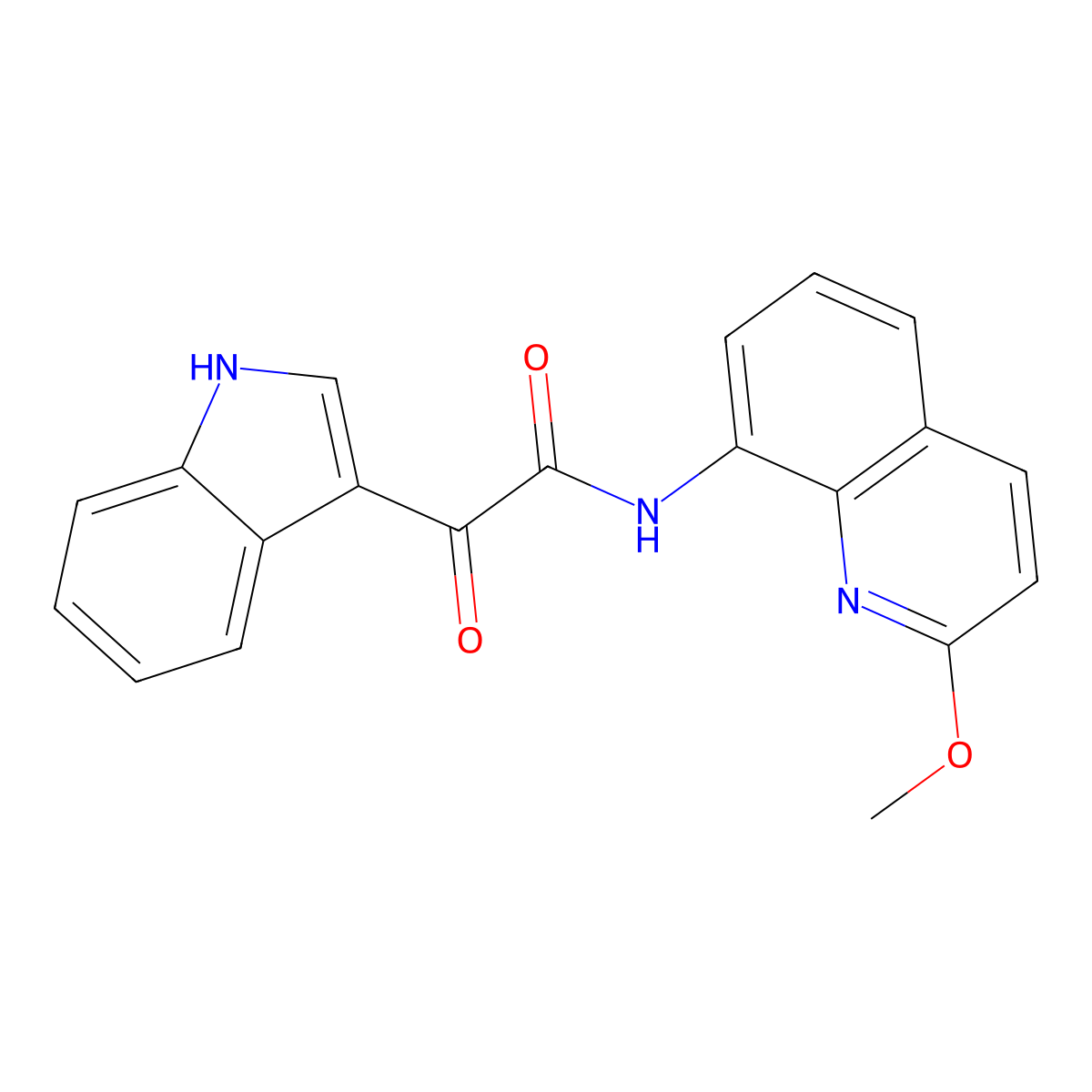 2-(1H-indol-3-yl)-N-(2-methoxyquinolin-8-yl)-2-oxoacetamide molecular structure, CAS 1226436-93-6