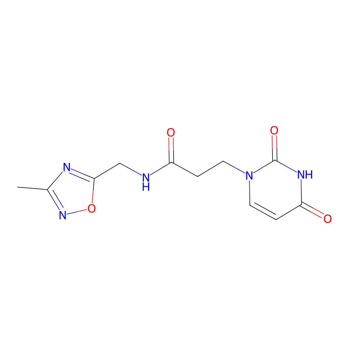 3-(2,4-dioxo-3,4-dihydropyrimidin-1(2H)-yl)-N-((3-methyl-1,2,4-oxadiazol-5-yl)methyl)propanamide molecular structure, CAS 1226436-98-1