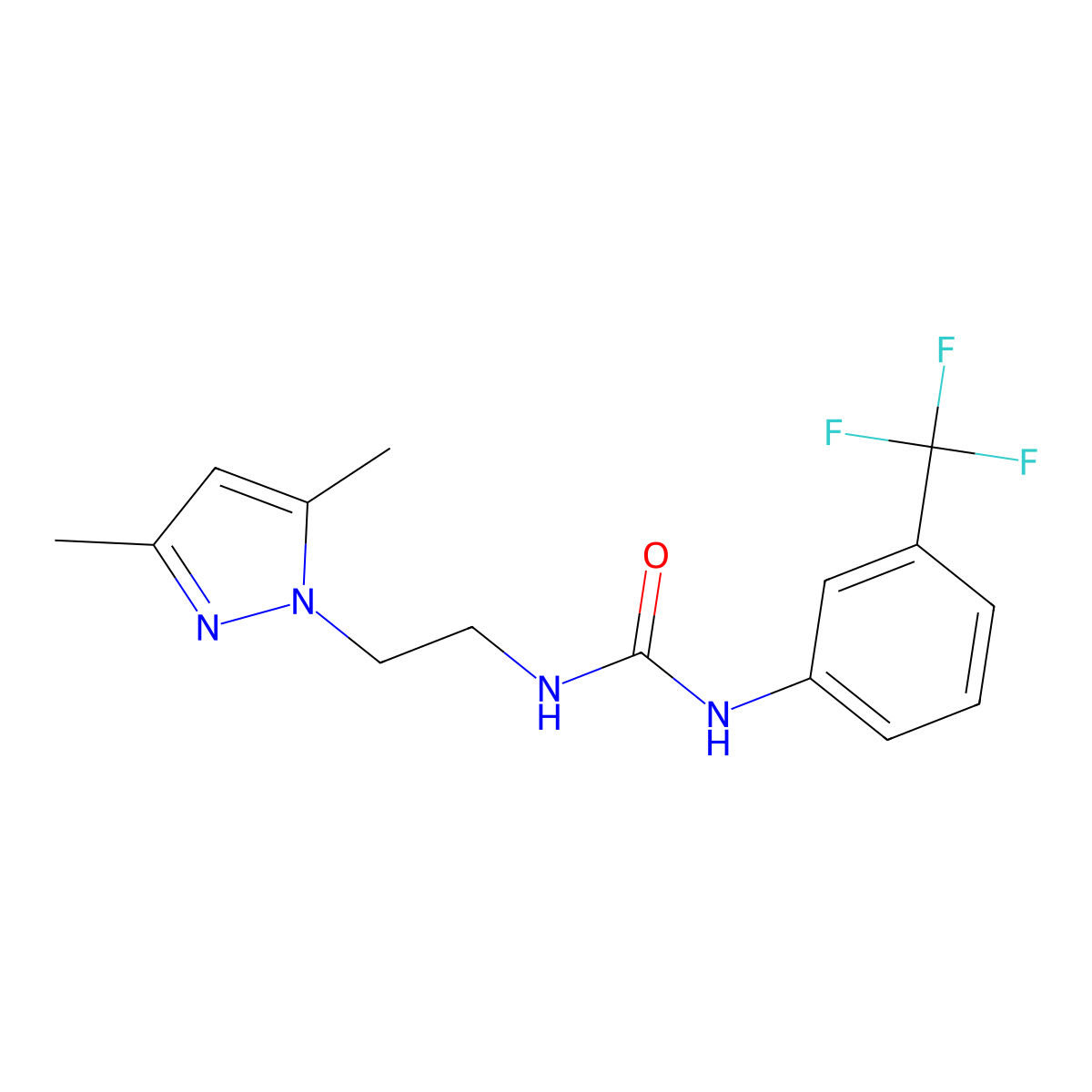 1-(2-(3,5-dimethyl-1H-pyrazol-1-yl)ethyl)-3-(3-(trifluoromethyl)phenyl)urea molecular structure, CAS 1226437-07-5