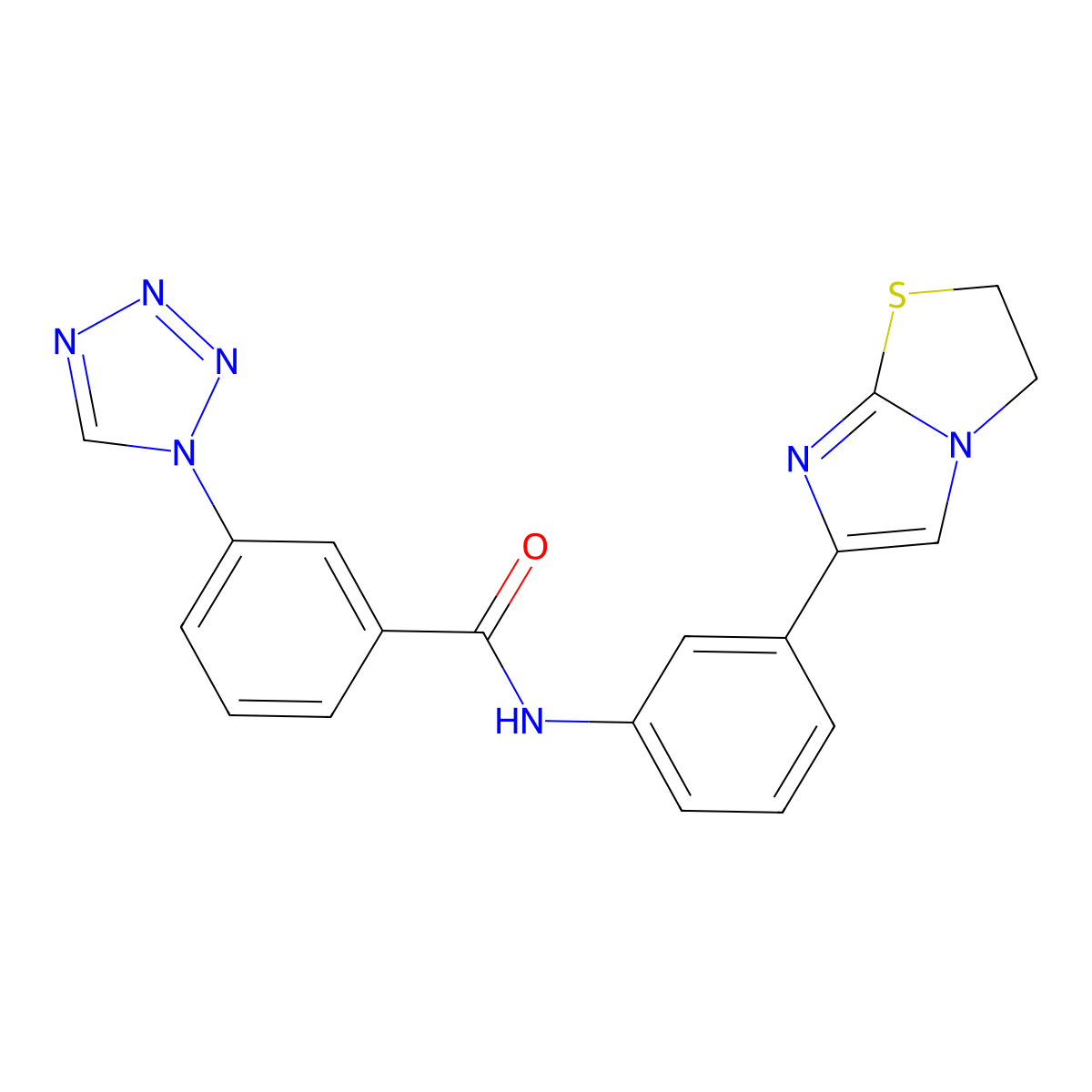 N-(3-(2,3-dihydroimidazo[2,1-b]thiazol-6-yl)phenyl)-3-(1H-tetrazol-1-yl)benzamide molecular structure, CAS 1226437-13-3