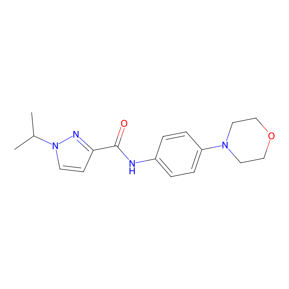 1-isopropyl-N-(4-morpholinophenyl)-1H-pyrazole-3-carboxamide molecular structure, CAS 1226437-18-8