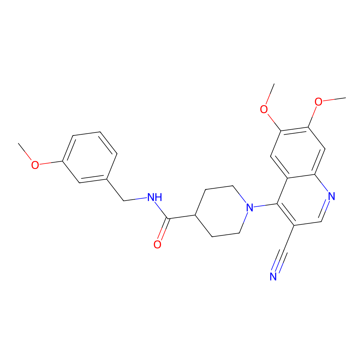 1-(3-cyano-6,7-dimethoxyquinolin-4-yl)-N-[(3-methoxyphenyl)methyl]piperidine-4-carboxamide molecular structure, CAS 1226437-20-2