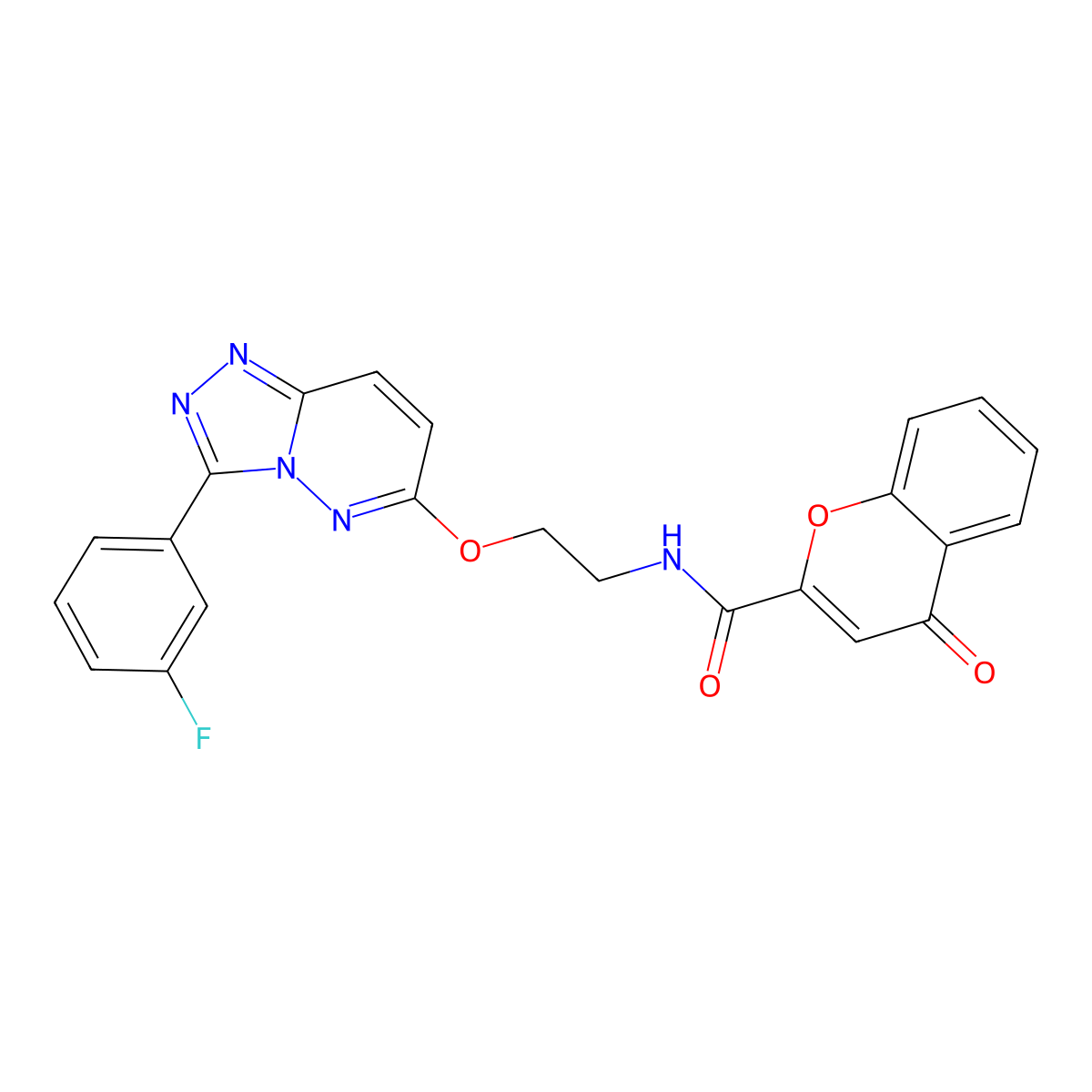 N-(2-((3-(3-fluorophenyl)-[1,2,4]triazolo[4,3-b]pyridazin-6-yl)oxy)ethyl)-4-oxo-4H-chromene-2-carboxamide molecular structure, CAS 1226437-26-8