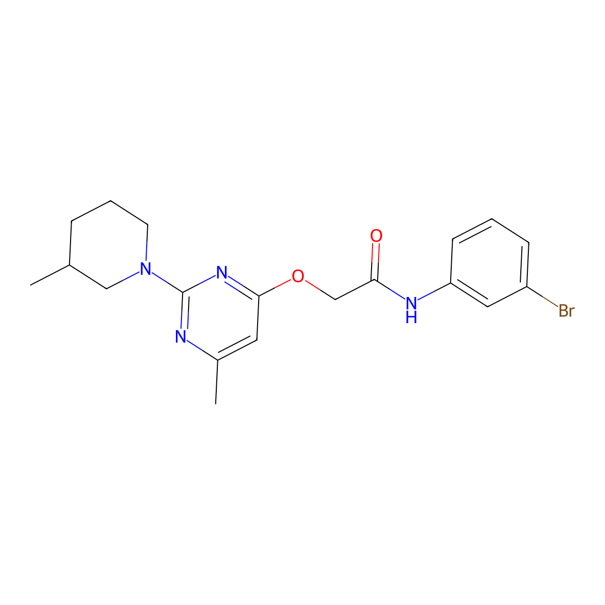 N-(3-bromophenyl)-2-{[6-methyl-2-(3-methylpiperidin-1-yl)pyrimidin-4-yl]oxy}acetamide molecular structure, CAS 1226437-30-4