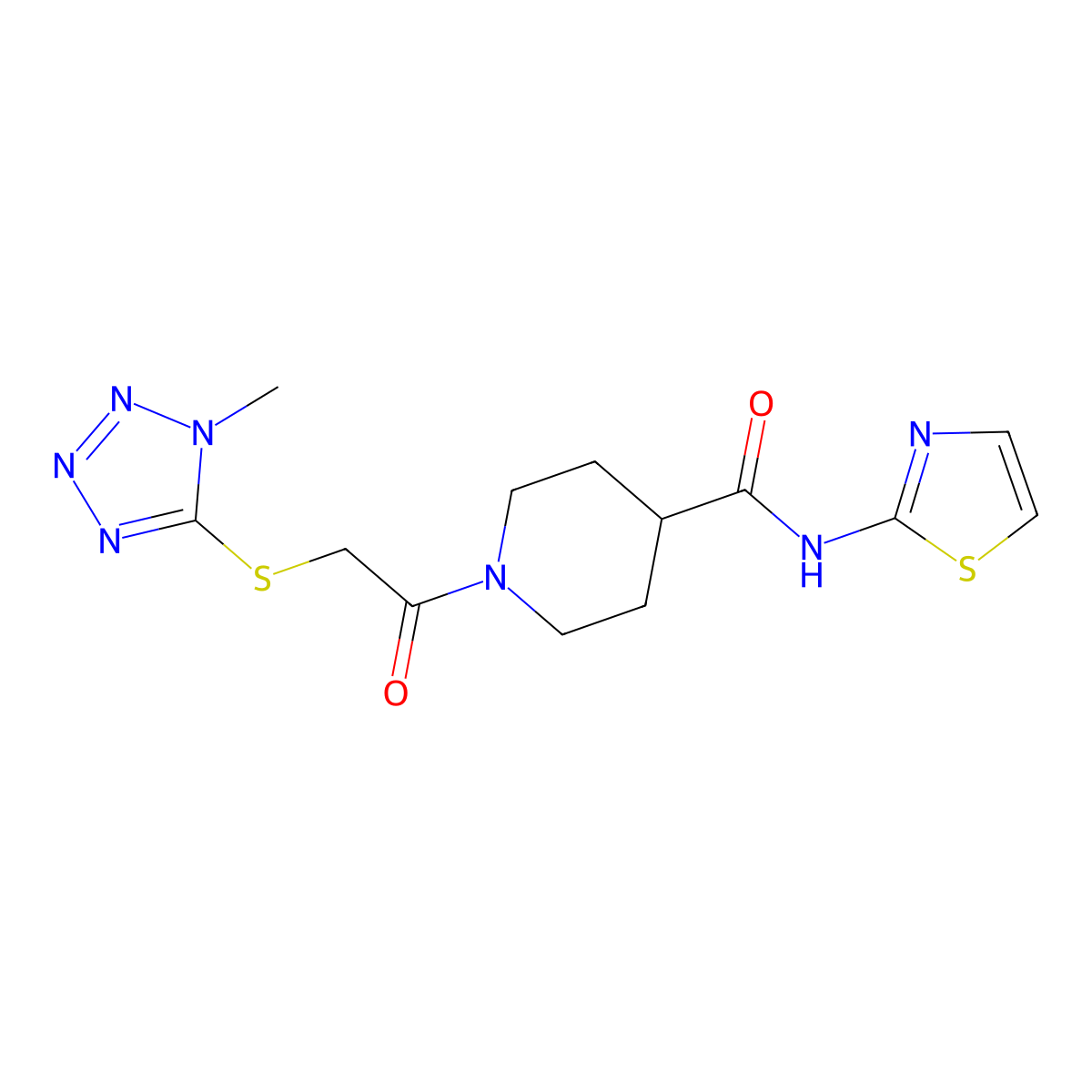 1-(2-((1-methyl-1H-tetrazol-5-yl)thio)acetyl)-N-(thiazol-2-yl)piperidine-4-carboxamide molecular structure, CAS 1226437-38-2