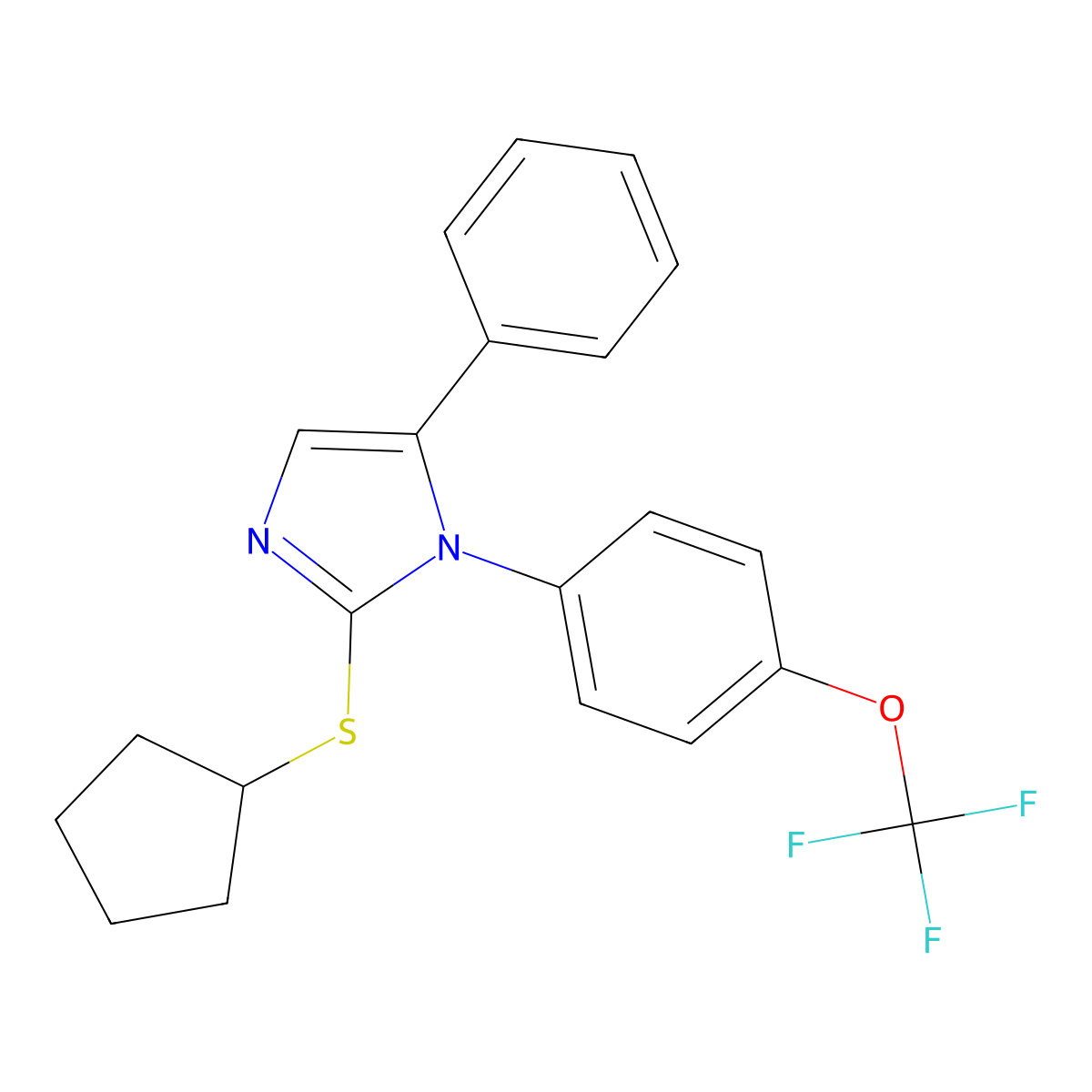 2-(cyclopentylthio)-5-phenyl-1-(4-(trifluoromethoxy)phenyl)-1H-imidazole molecular structure, CAS 1226437-54-2