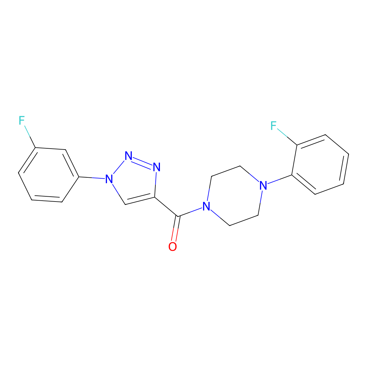 (1-(3-fluorophenyl)-1H-1,2,3-triazol-4-yl)(4-(2-fluorophenyl)piperazin-1-yl)methanone molecular structure, CAS 1226437-58-6