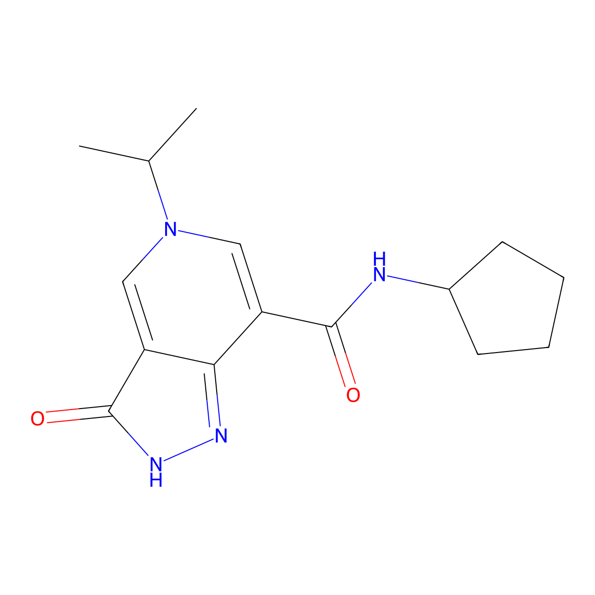 N-cyclopentyl-5-isopropyl-3-oxo-3,5-dihydro-2H-pyrazolo[4,3-c]pyridine-7-carboxamide molecular structure, CAS 1226437-61-1