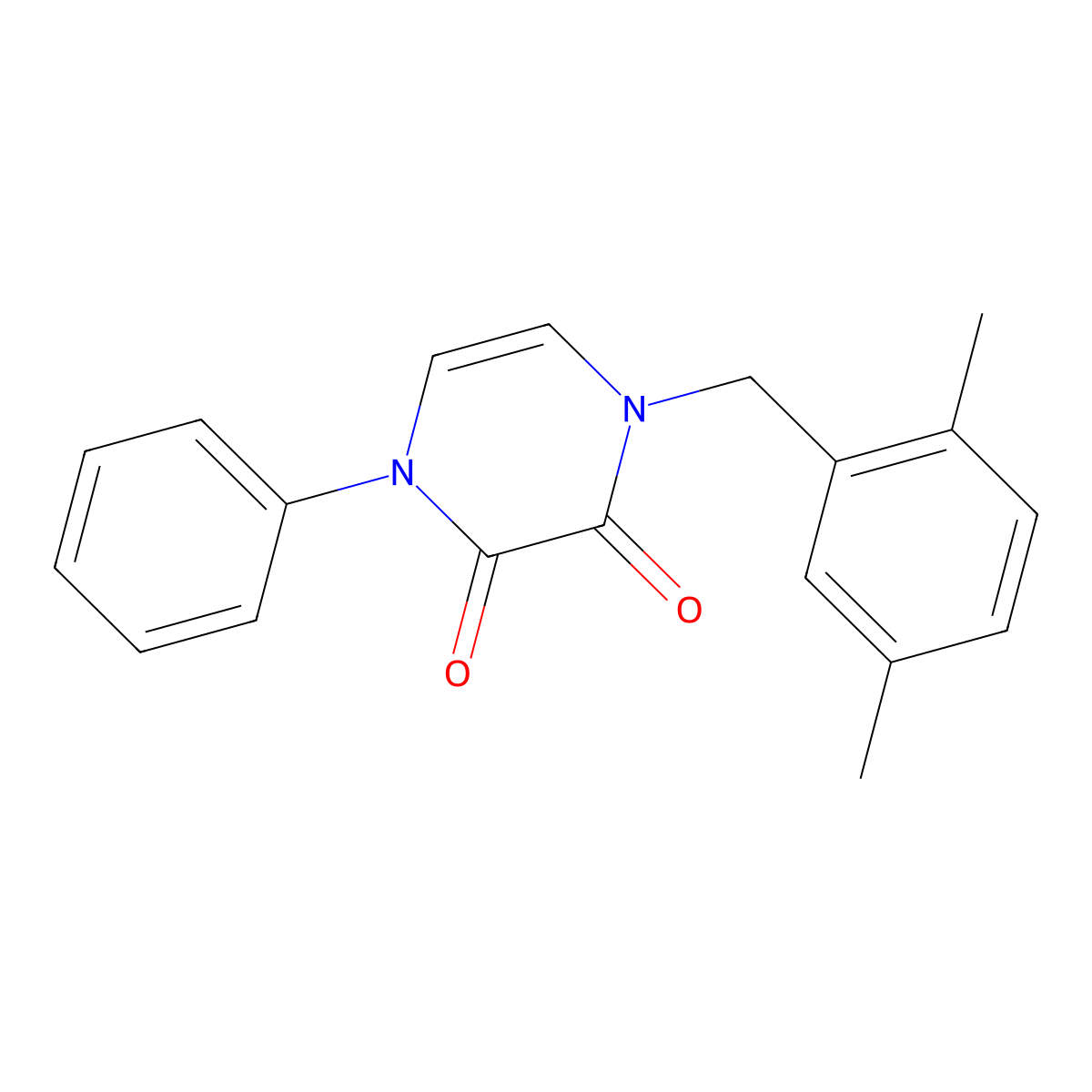 1-(2,5-dimethylbenzyl)-4-phenylpyrazine-2,3(1H,4H)-dione molecular structure, CAS 1226437-62-2