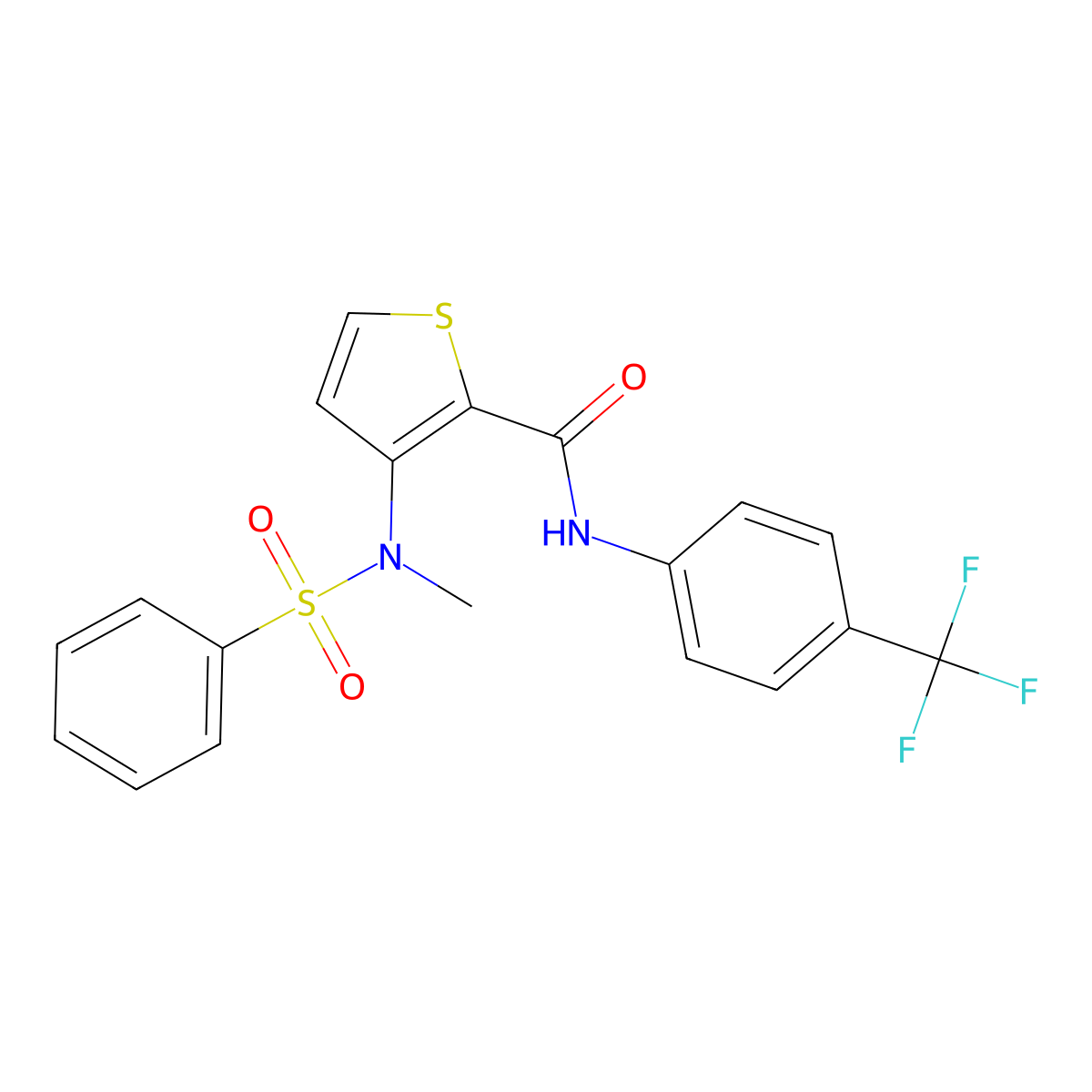 3-(N-methylbenzenesulfonamido)-N-[4-(trifluoromethyl)phenyl]thiophene-2-carboxamide molecular structure, CAS 1226437-72-4