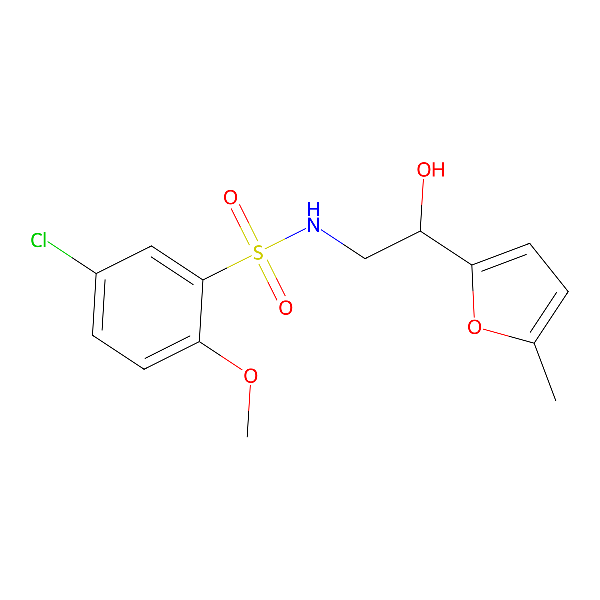 5-chloro-N-(2-hydroxy-2-(5-methylfuran-2-yl)ethyl)-2-methoxybenzenesulfonamide molecular structure, CAS 1226437-73-5