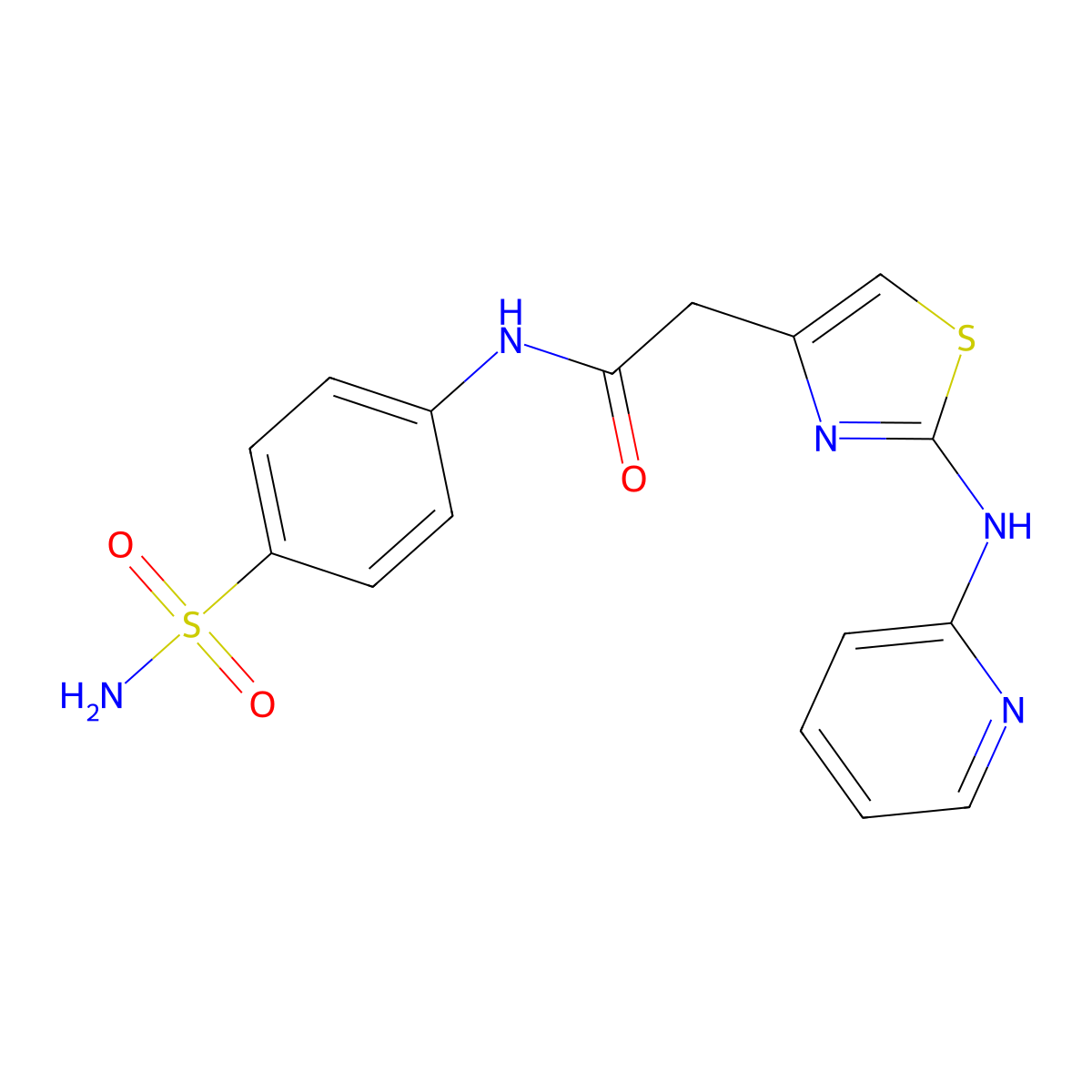 2-(2-(pyridin-2-ylamino)thiazol-4-yl)-N-(4-sulfamoylphenyl)acetamide molecular structure, CAS 1226437-77-9