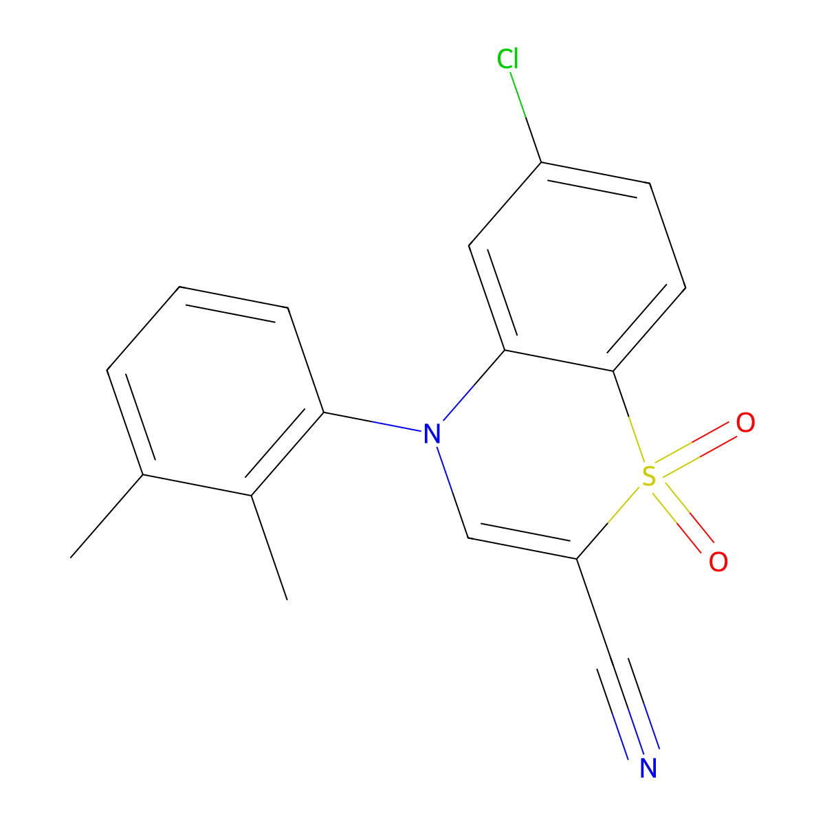 6-chloro-4-(2,3-dimethylphenyl)-4H-benzo[b][1,4]thiazine-2-carbonitrile 1,1-dioxide molecular structure, CAS 1226437-81-5