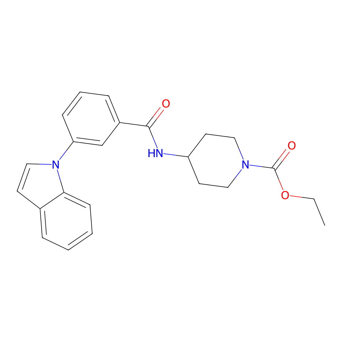 ethyl 4-[3-(1H-indol-1-yl)benzamido]piperidine-1-carboxylate molecular structure, CAS 1226437-82-6