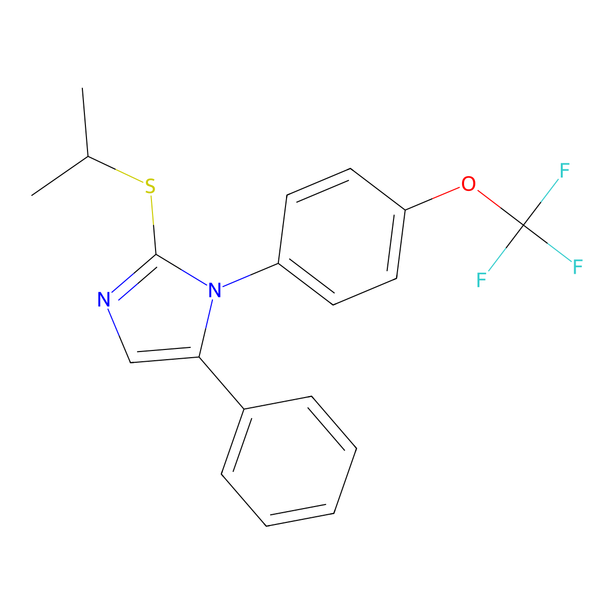 2-(isopropylthio)-5-phenyl-1-(4-(trifluoromethoxy)phenyl)-1H-imidazole molecular structure, CAS 1226437-85-9