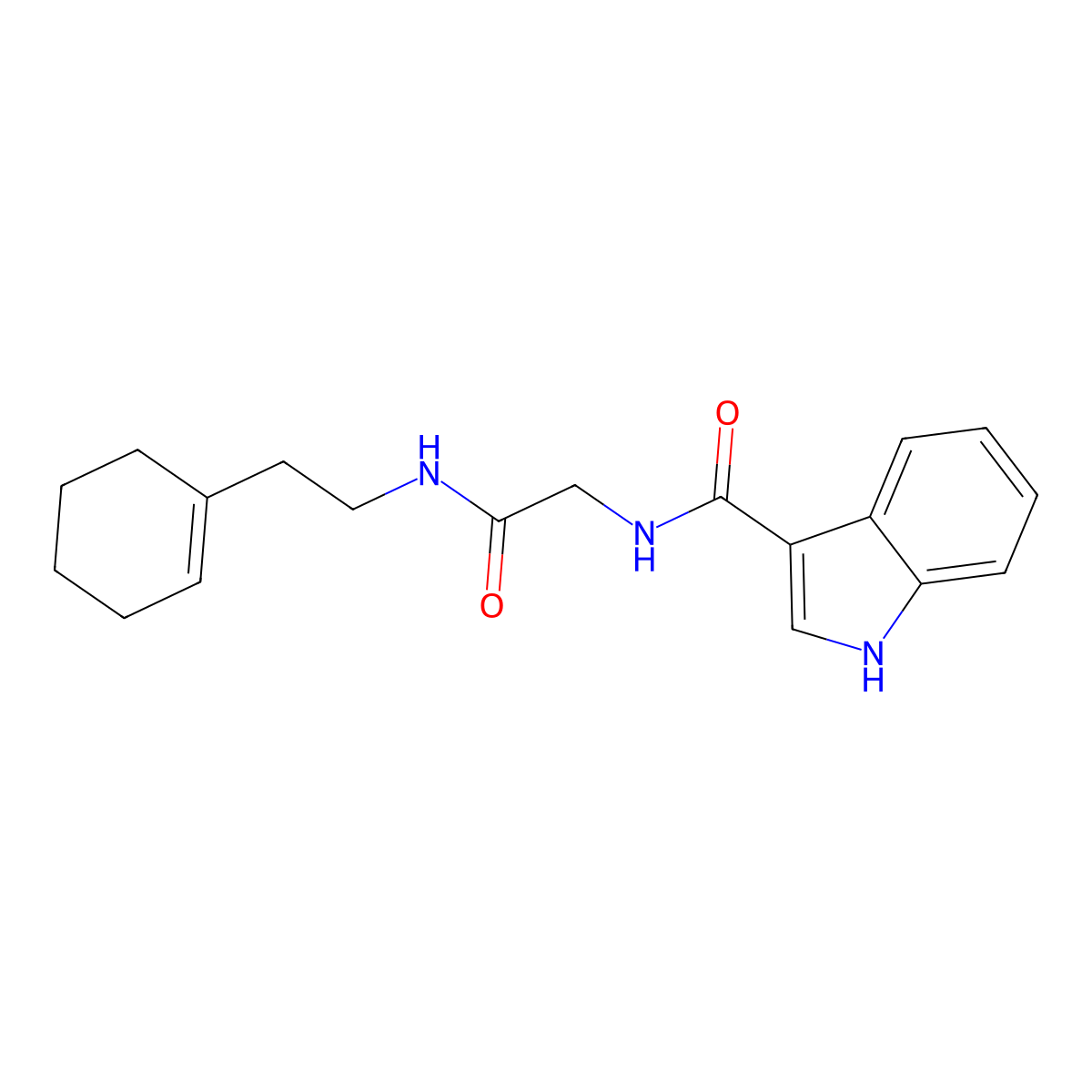 N-(2-((2-(cyclohex-1-en-1-yl)ethyl)amino)-2-oxoethyl)-1H-indole-3-carboxamide molecular structure, CAS 1226437-89-3