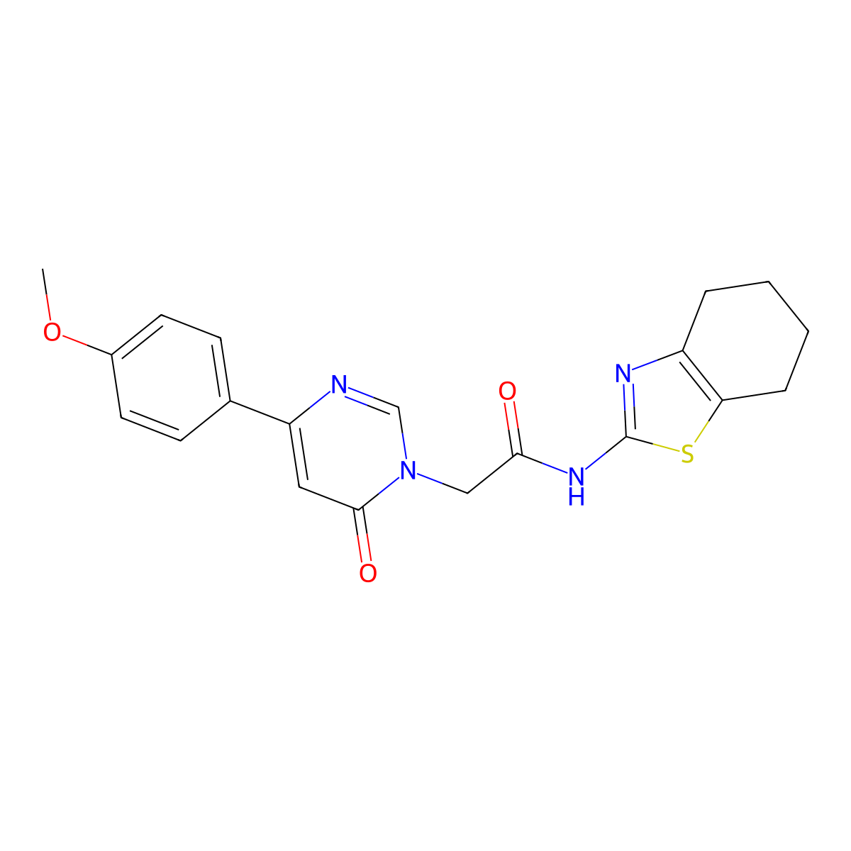 2-(4-(4-methoxyphenyl)-6-oxopyrimidin-1(6H)-yl)-N-(4,5,6,7-tetrahydrobenzo[d]thiazol-2-yl)acetamide molecular structure, CAS 1226437-90-6