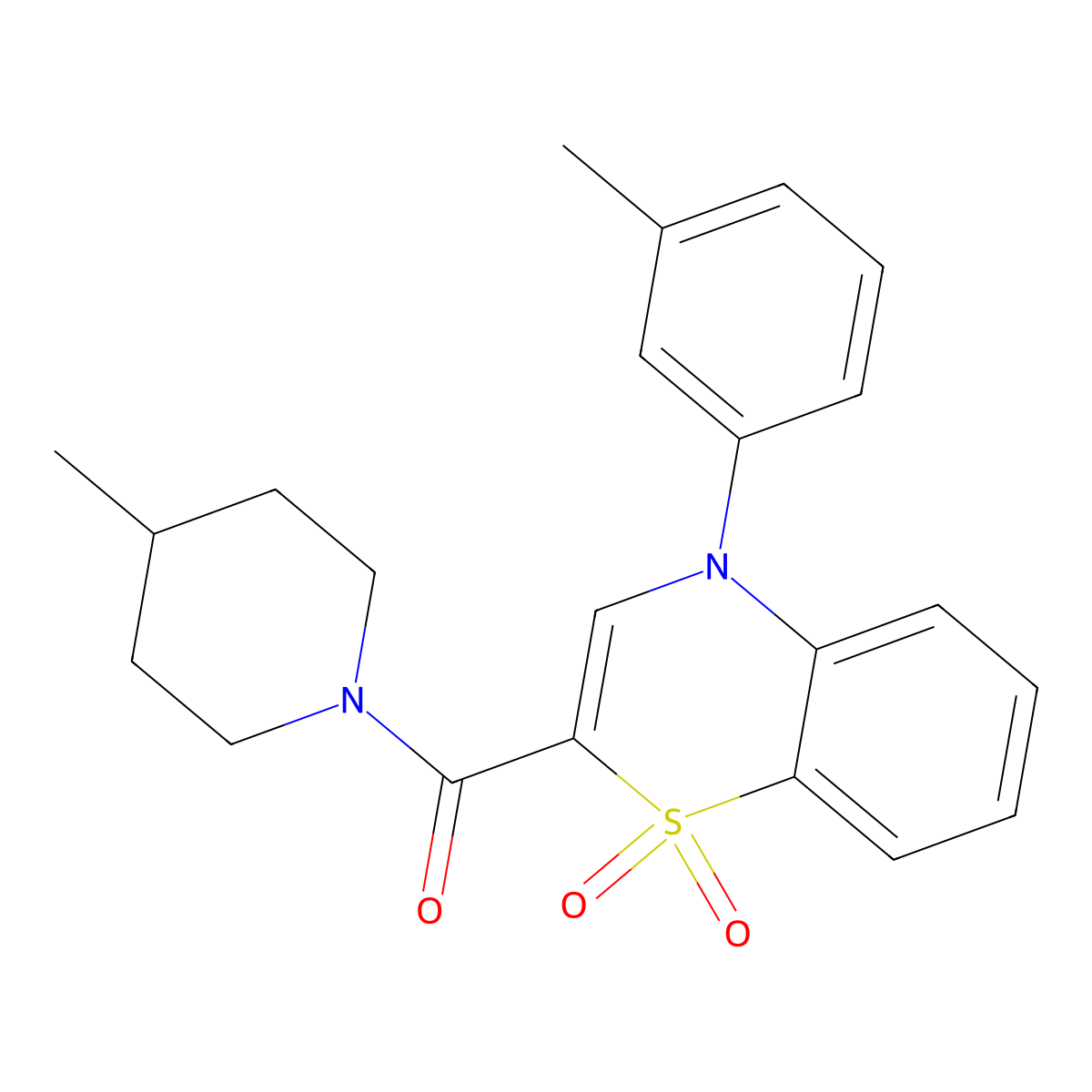4-(3-methylphenyl)-2-(4-methylpiperidine-1-carbonyl)-4H-1lambda6,4-benzothiazine-1,1-dione molecular structure, CAS 1226437-97-3