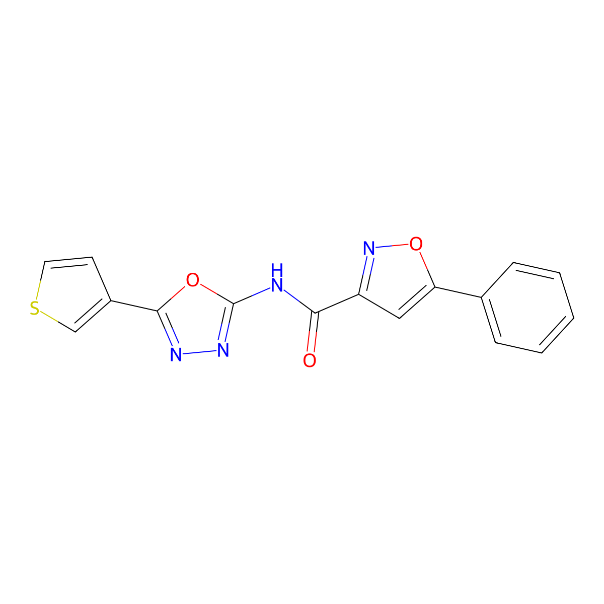 5-phenyl-N-(5-(thiophen-3-yl)-1,3,4-oxadiazol-2-yl)isoxazole-3-carboxamide molecular structure, CAS 1226437-98-4