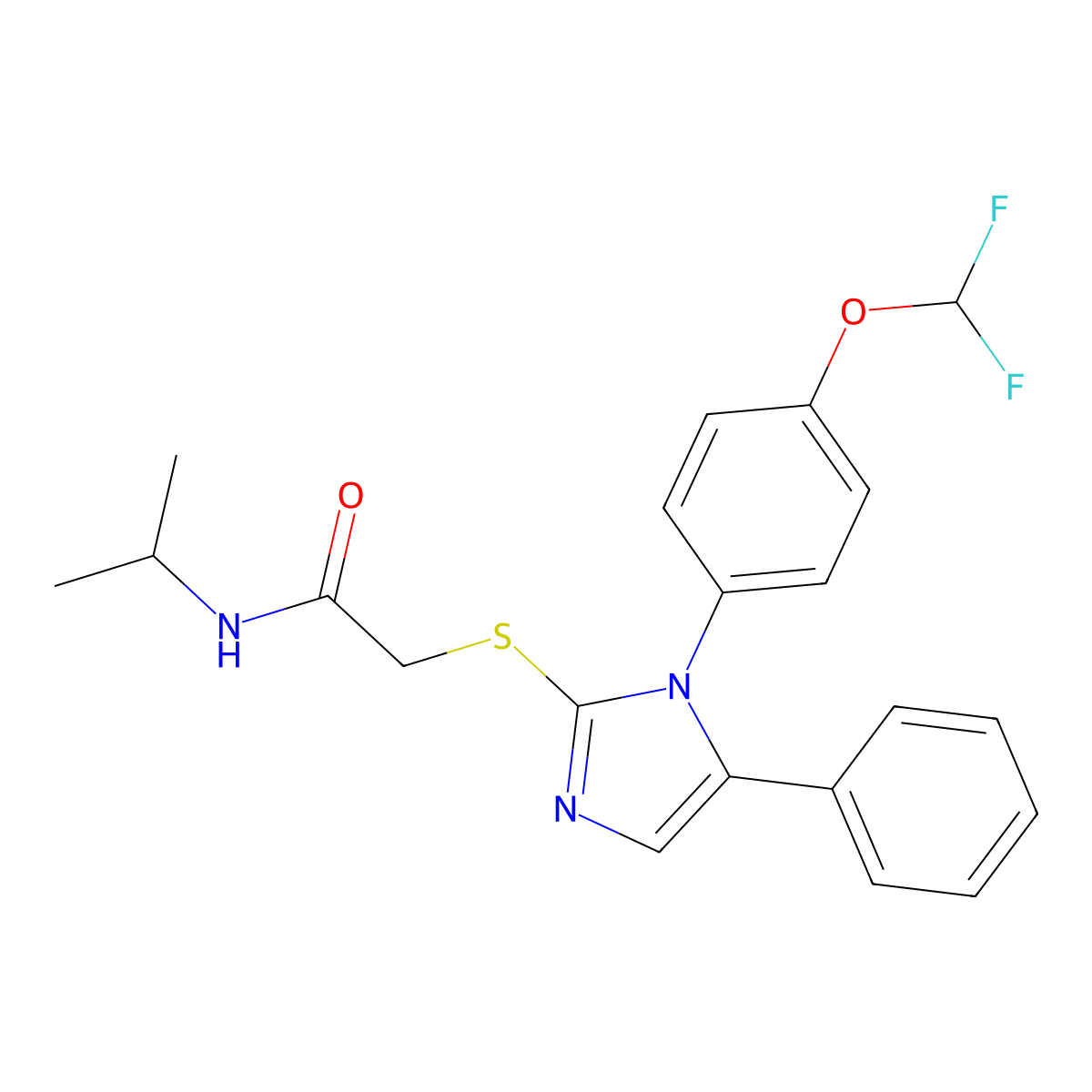 2-((1-(4-(difluoromethoxy)phenyl)-5-phenyl-1H-imidazol-2-yl)thio)-N-isopropylacetamide molecular structure, CAS 1226438-03-4