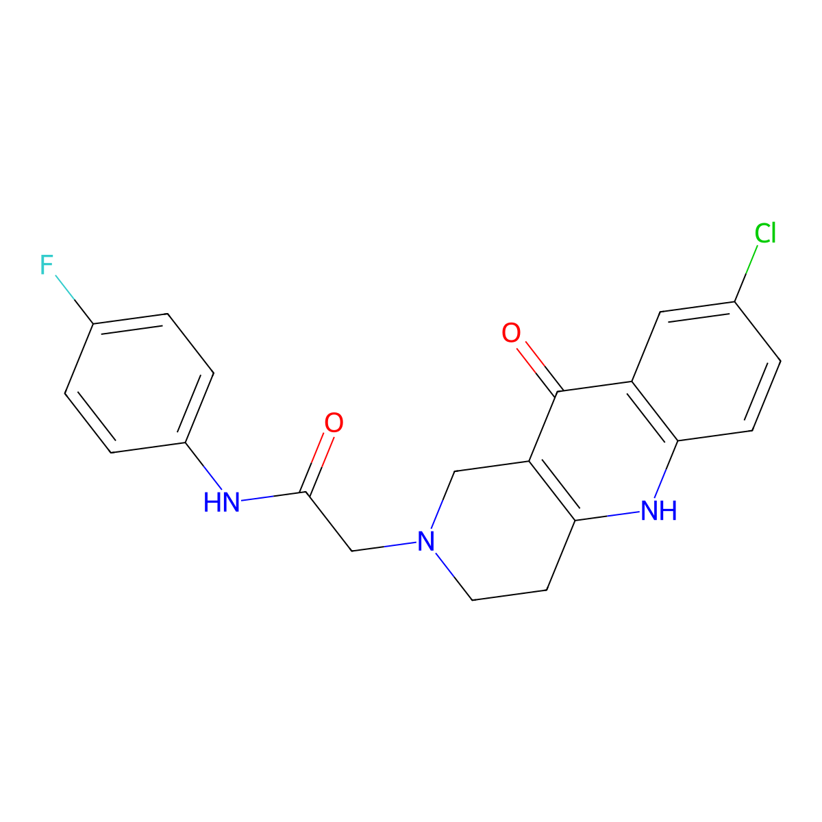 2-(8-chloro-10-oxo-3,4-dihydrobenzo[b][1,6]naphthyridin-2(1H,5H,10H)-yl)-N-(4-fluorophenyl)acetamide molecular structure, CAS 1226438-05-6