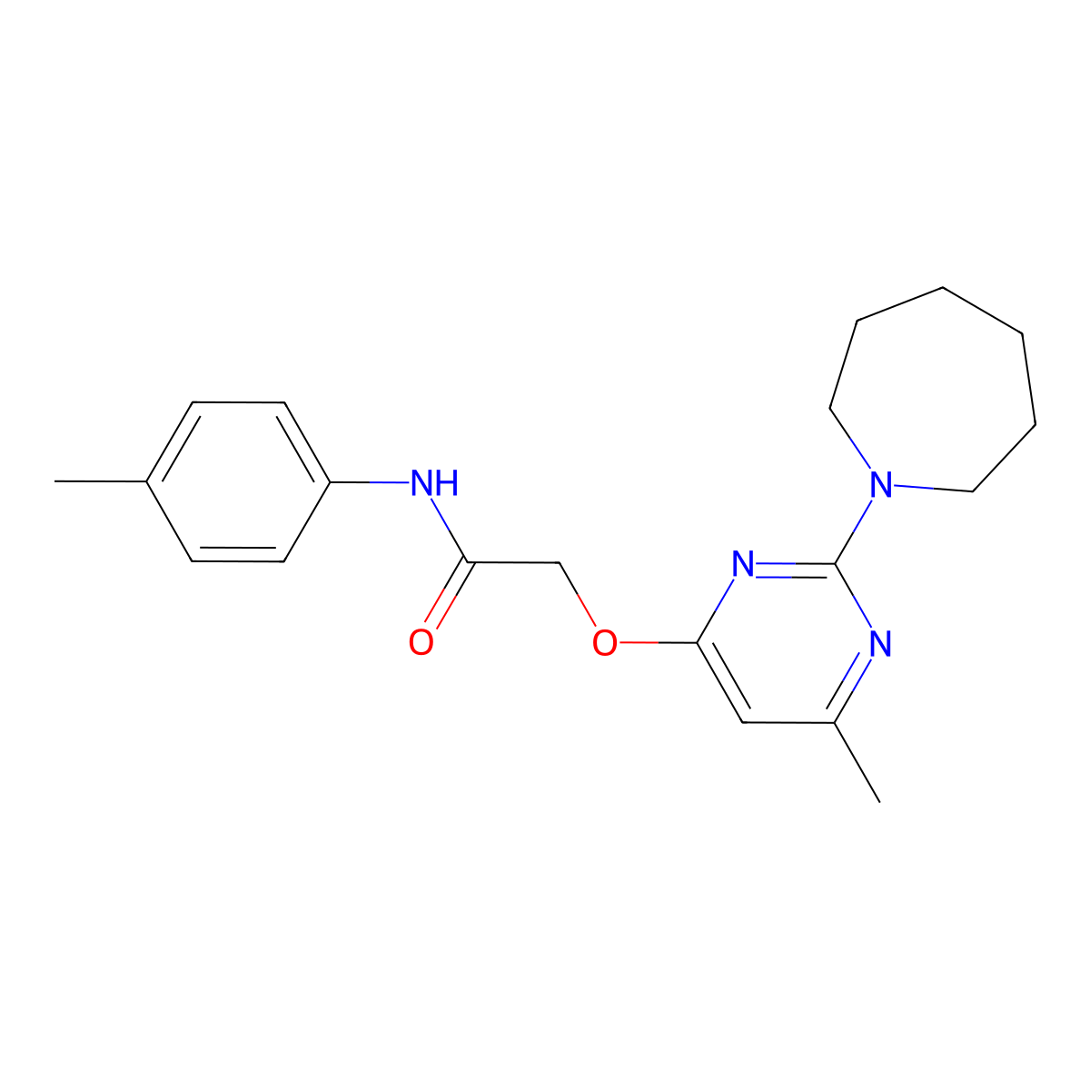 2-{[2-(azepan-1-yl)-6-methylpyrimidin-4-yl]oxy}-N-(4-methylphenyl)acetamide molecular structure, CAS 1226438-13-6