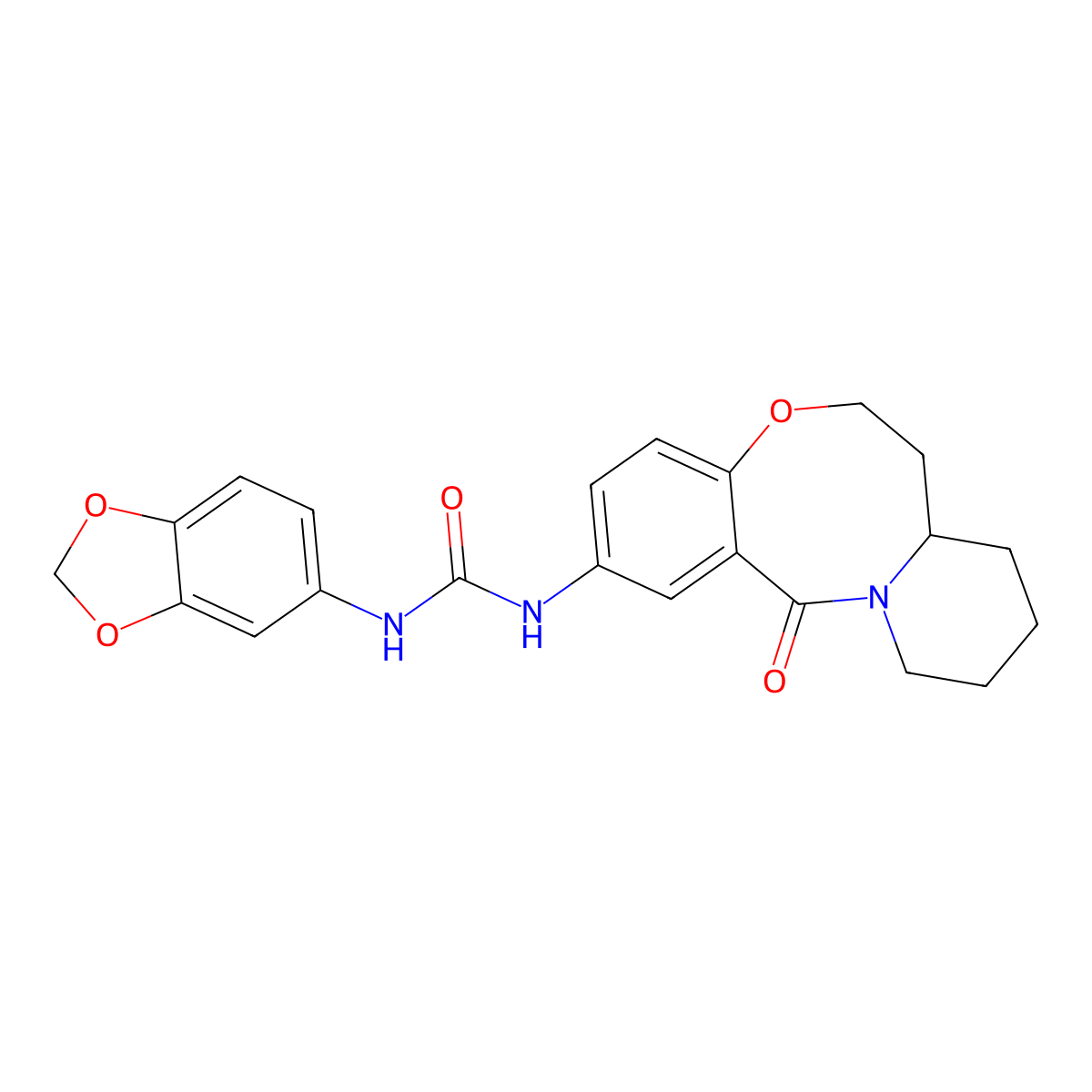 3-(2H-1,3-benzodioxol-5-yl)-1-{2-oxo-9-oxa-1-azatricyclo[10.4.0.0^{3,8}]hexadeca-3,5,7-trien-5-yl}urea molecular structure, CAS 1226438-16-9