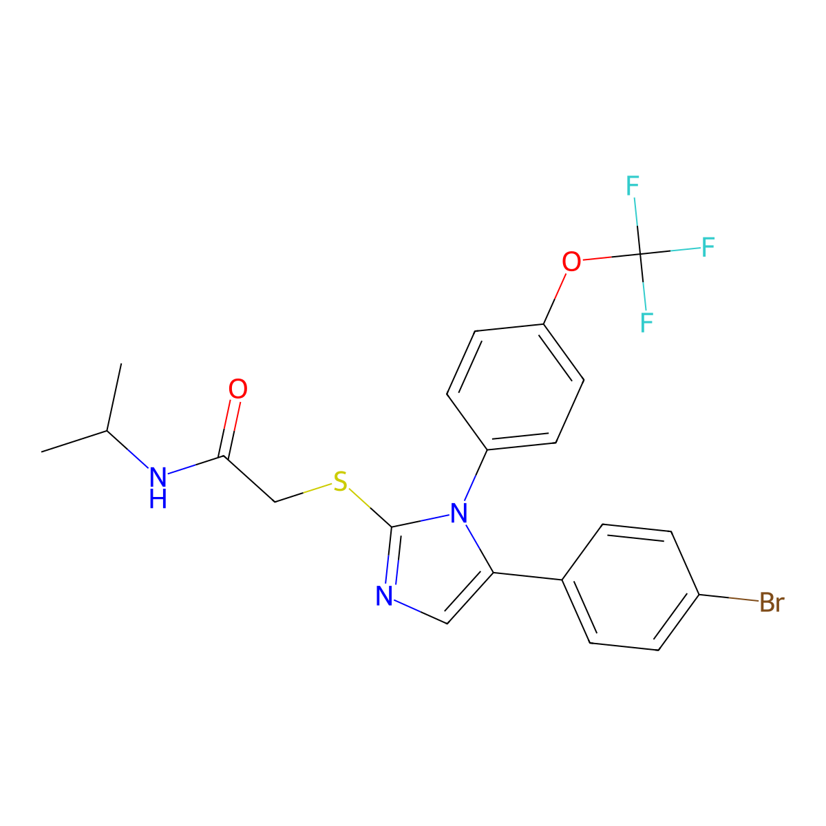 2-((5-(4-bromophenyl)-1-(4-(trifluoromethoxy)phenyl)-1H-imidazol-2-yl)thio)-N-isopropylacetamide molecular structure, CAS 1226438-25-0