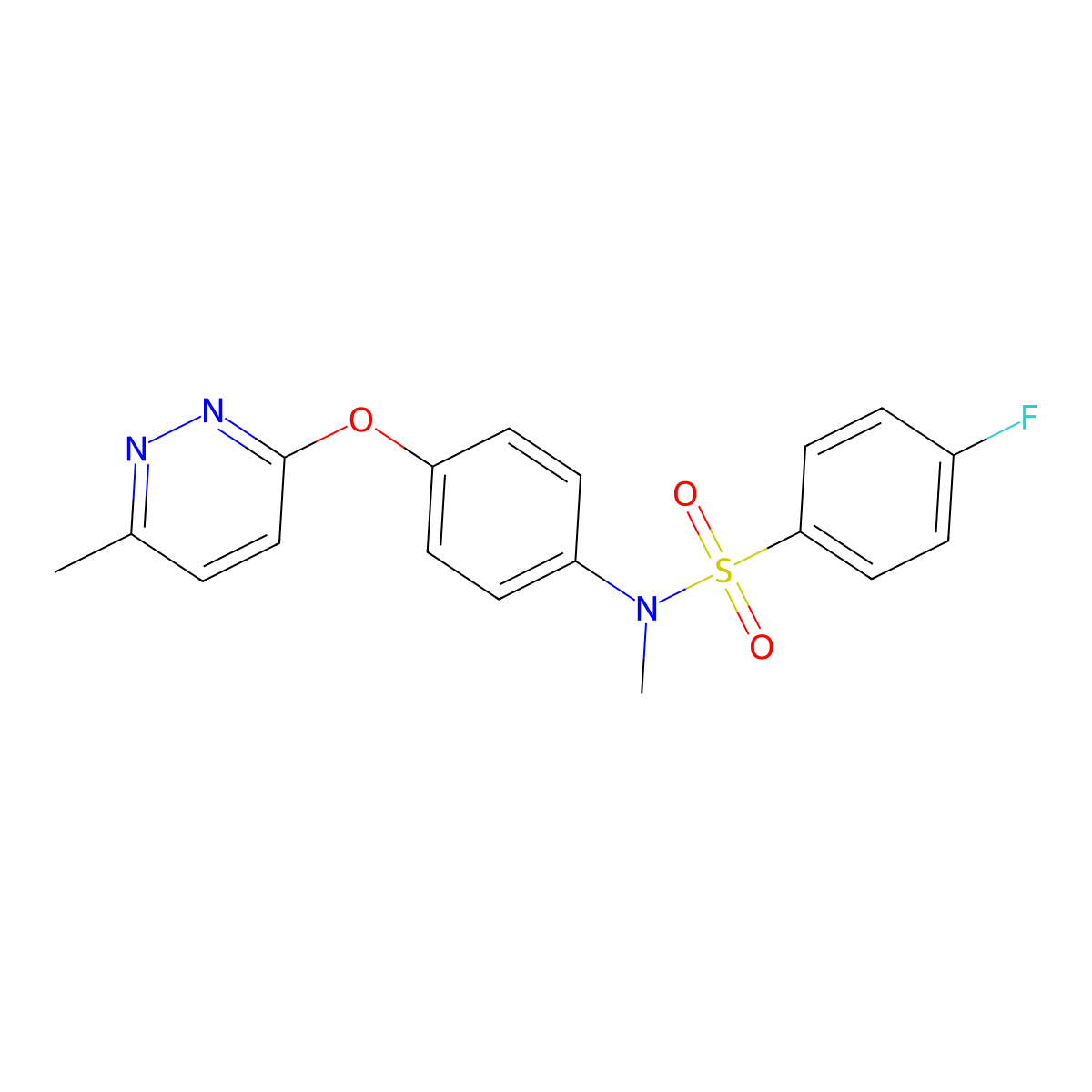 4-fluoro-N-methyl-N-{4-[(6-methylpyridazin-3-yl)oxy]phenyl}benzene-1-sulfonamide molecular structure, CAS 1226438-38-5