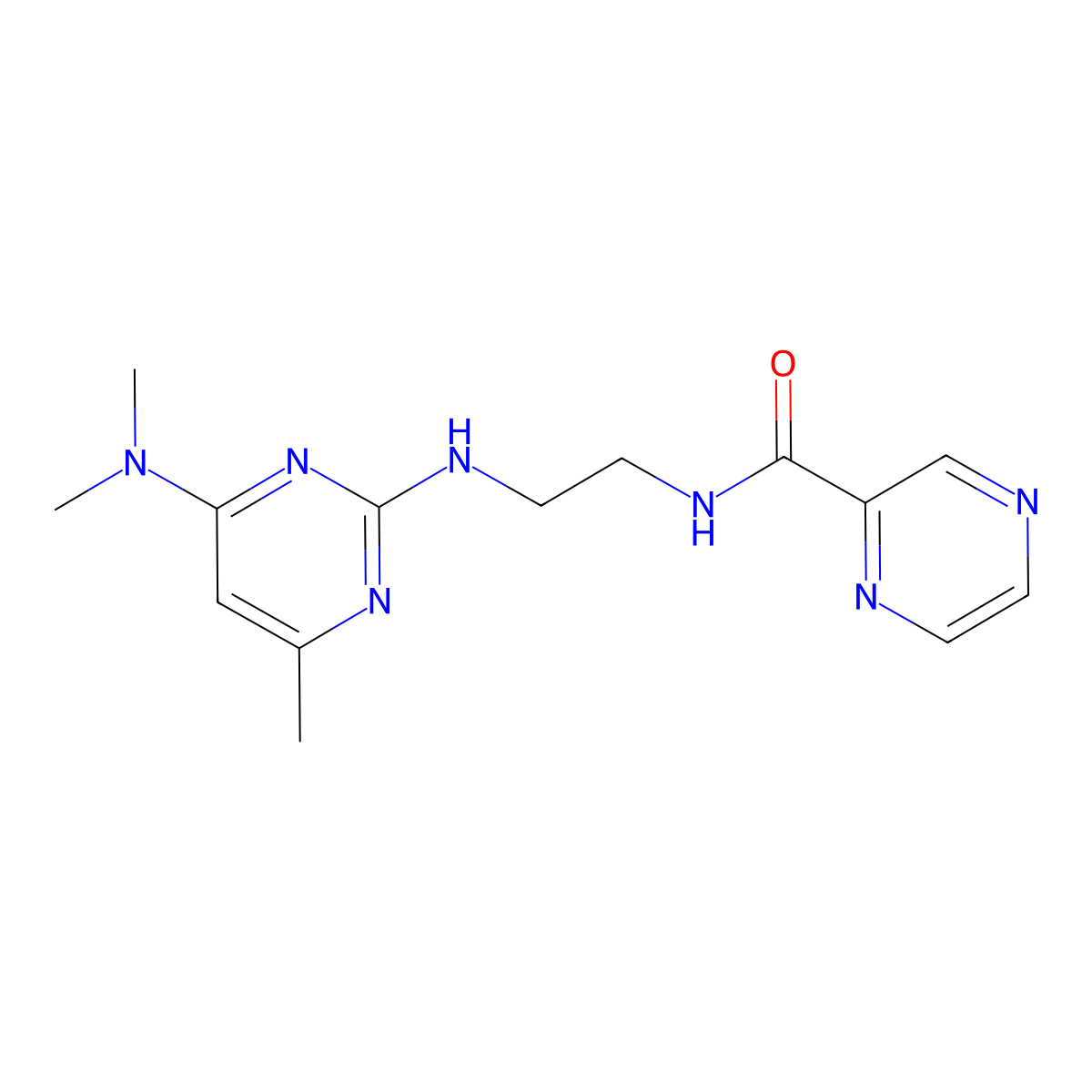 N-(2-{[4-(dimethylamino)-6-methylpyrimidin-2-yl]amino}ethyl)pyrazine-2-carboxamide molecular structure, CAS 1226438-39-6