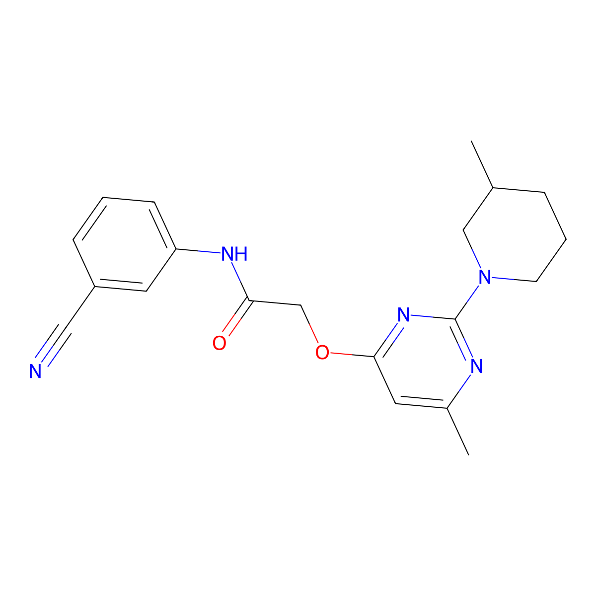 N-(3-cyanophenyl)-2-{[6-methyl-2-(3-methylpiperidin-1-yl)pyrimidin-4-yl]oxy}acetamide molecular structure, CAS 1226438-41-0